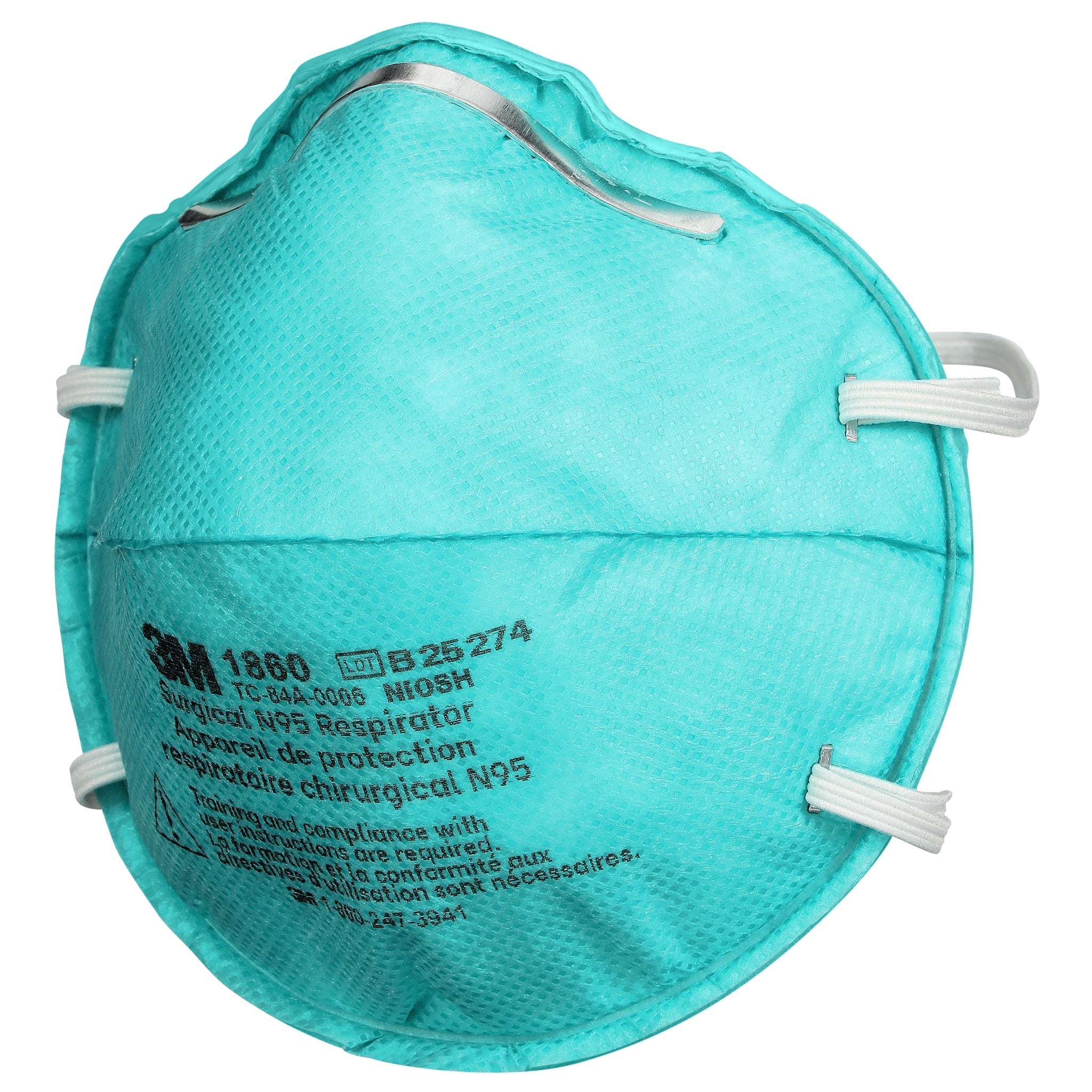 3M 1860 N95 Health Care Particulate Respirator and Surgical Mask, Teal 