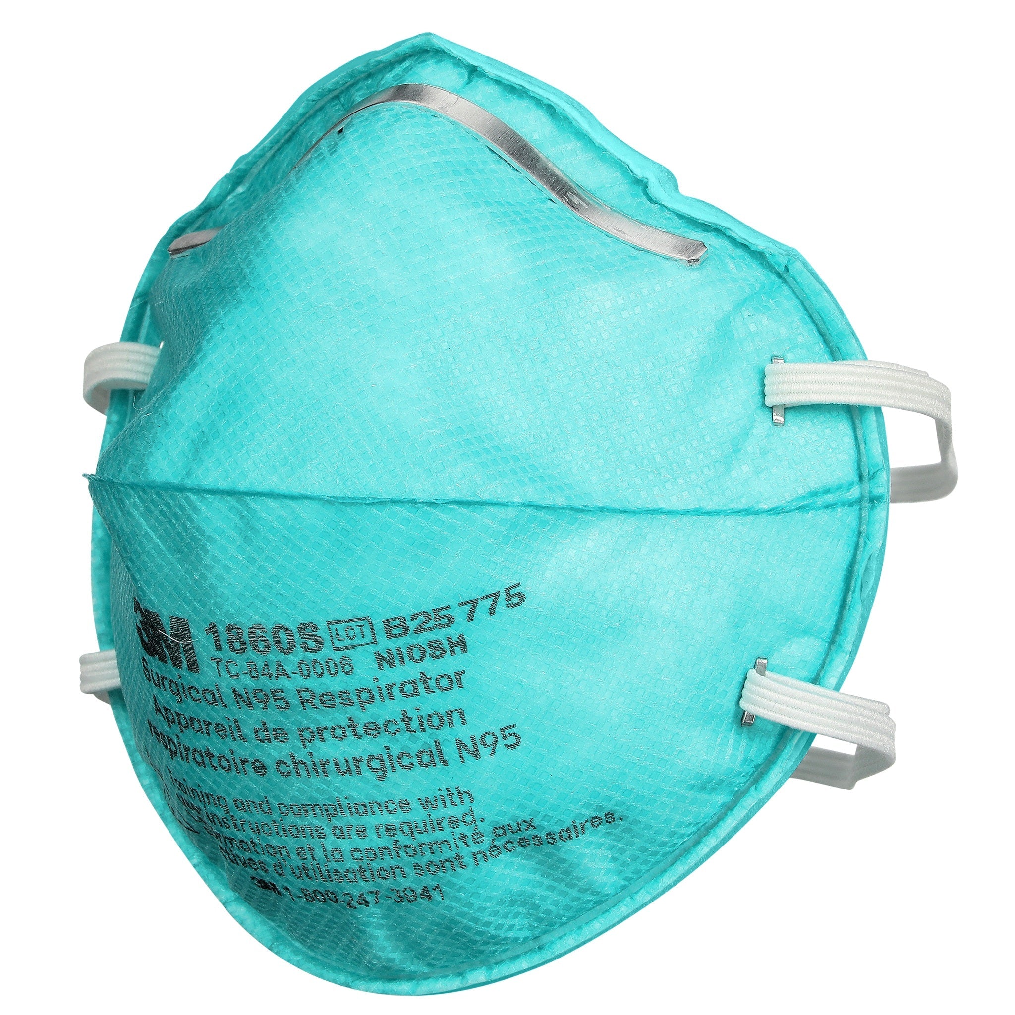 3M 1860 N95 Health Care Particulate Respirator and Surgical Mask, Teal 
