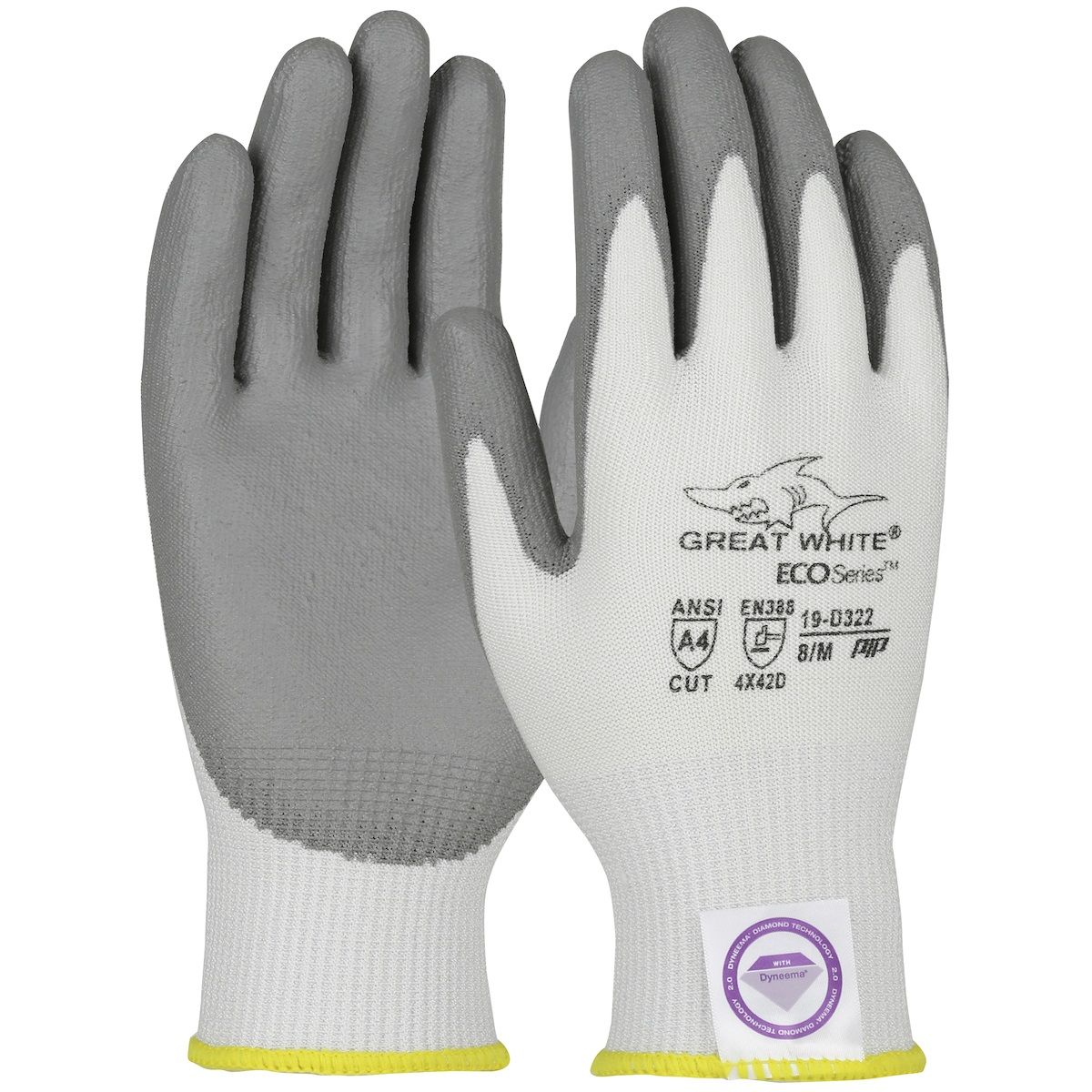 PIP Great White Eco 19-D322V Vend Ready Seamless Knit Dyneema Diamond 2.0 Blended Glove, White, Box of 12