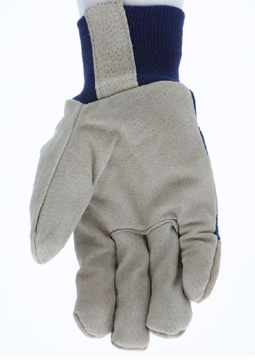 MCR Safety Artic Jack 1956 Split Pigskin Insulated Work Palm Leather Gloves, Fabric Back with Knit Wrist Thermosock Lined, Beige, Box of 12 Pairs