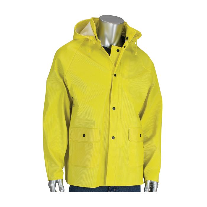 PIP FALCON FLEX 2 PIECE RAIN JACKET Ribbed PVC Jacket Hood Yellow 1 EA
