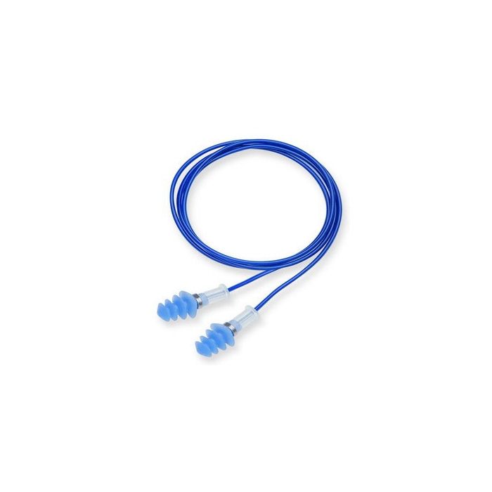 Honeywell Howard Leight Fusion DT-30 Tapered TPE Steel Detectable Earplug, Blue, Corded, Case of 1000 Pairs
