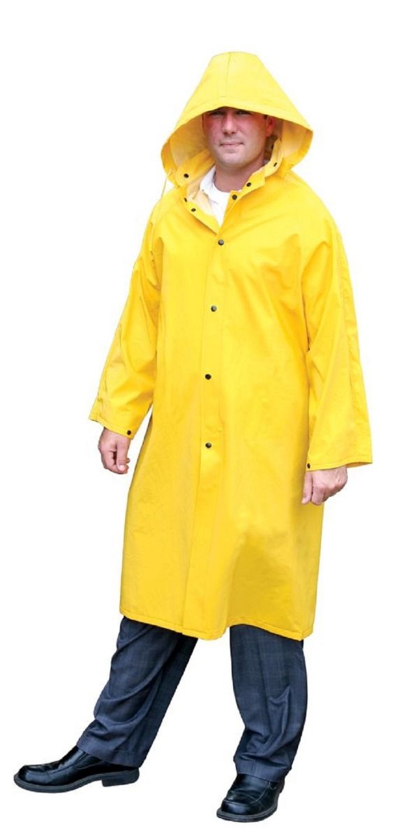 MCR Safety 240C Classic Plus Waterproof Raincoat with Detachable Hood and Corduroy Collar, Yellow, 1 Each
