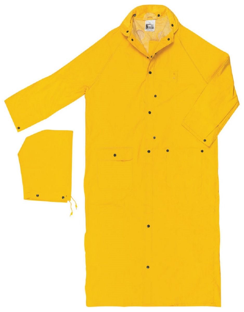 MCR Safety 260C Classic Plus Series Rain Gear with Detachable Hood and Corduroy Collar, Yellow, 1 Each