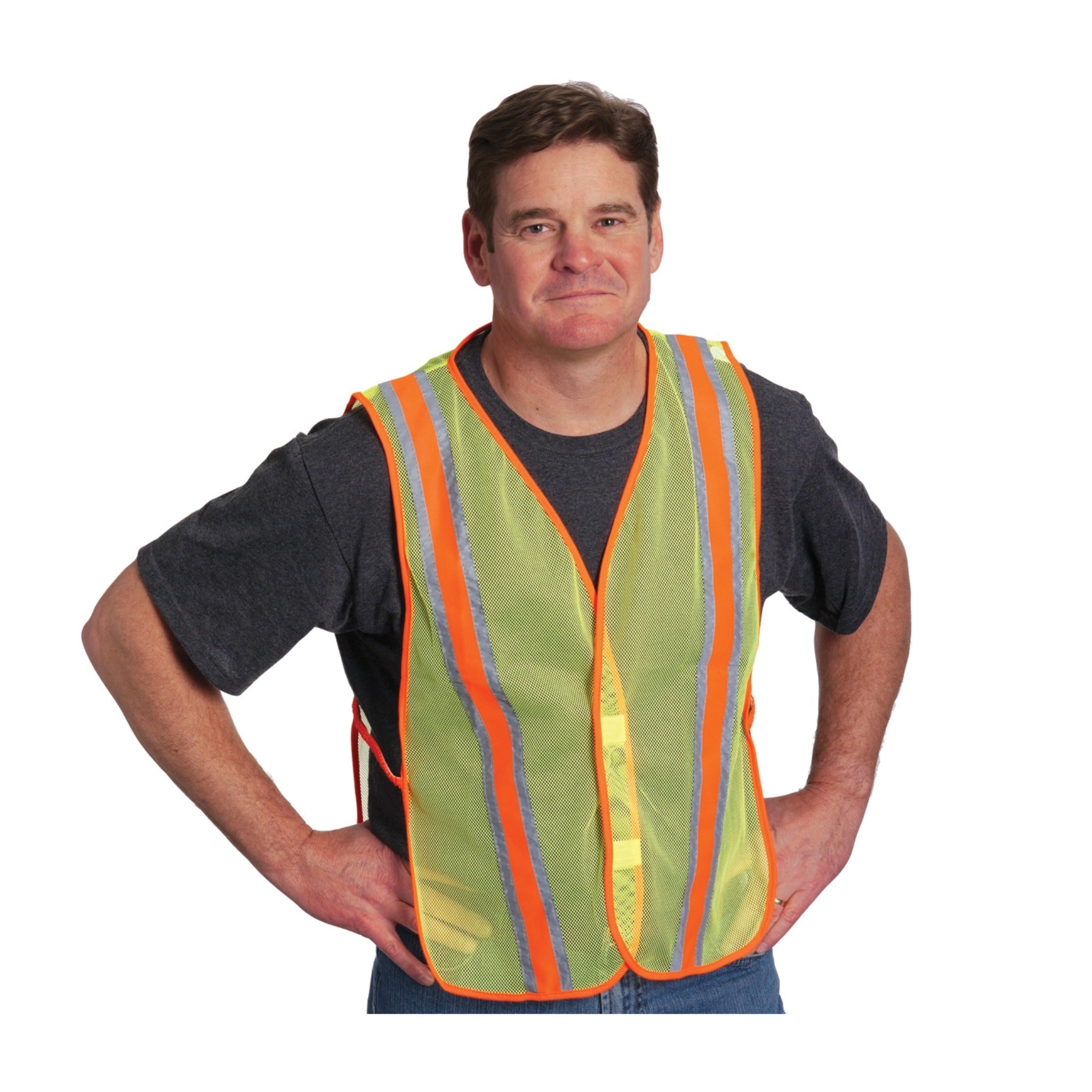 PIP 300-0900 Non-ANSI Two-Tone Mesh Safety Vest_Yellow