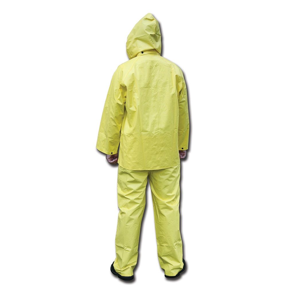 MCR Safety 3003 Wizard Series .28 mm Waterproof Rain Gear with Detachable Hood and Bib Pants, Yellow, 1 Each