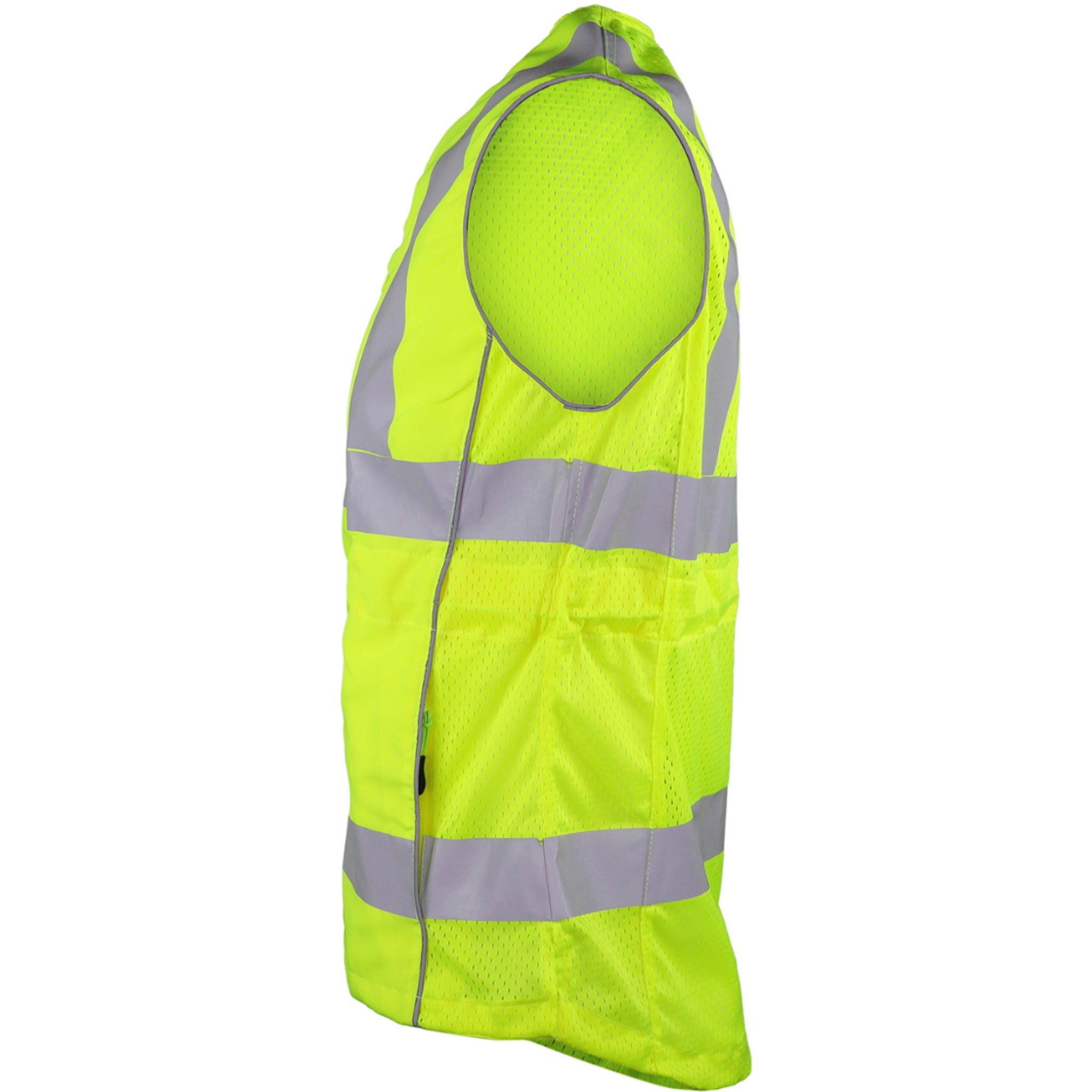 PIP 302-0312-LY ANSI Type R Class 2 Womens Contoured Vest with Solid Front, Mesh Back and Adjustable Waist_Left