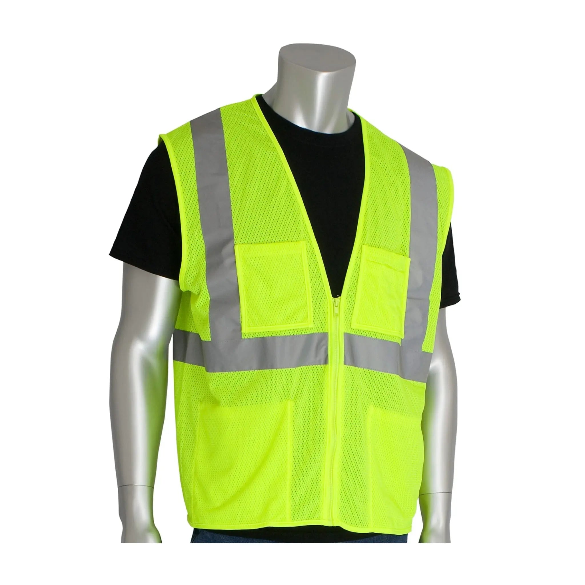 PIP 302-MVGZ4P ANSI Type R Class 2 Four Pocket Value Mesh Vest_Yellow_Main