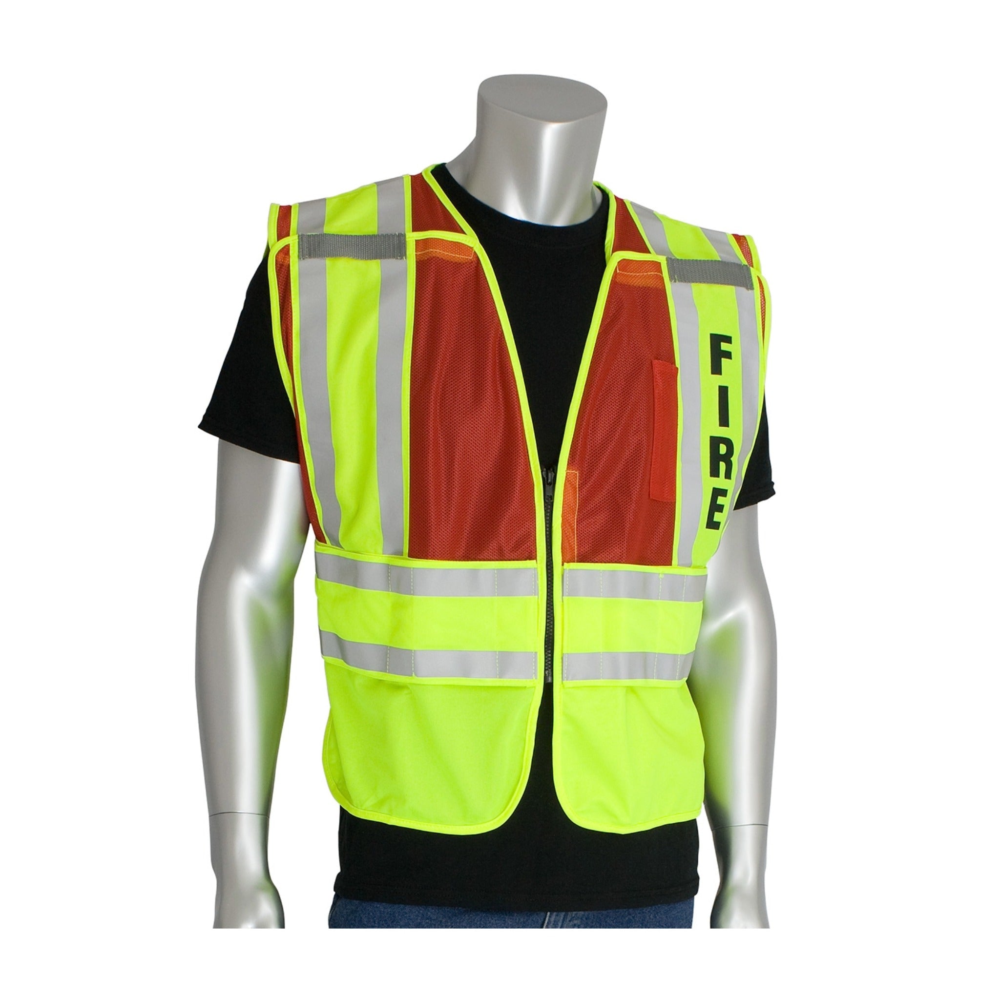 PIP 302-PSV-RED ANSI Type P Class 2 Public Safety Vest with FIRE Logo_Main
