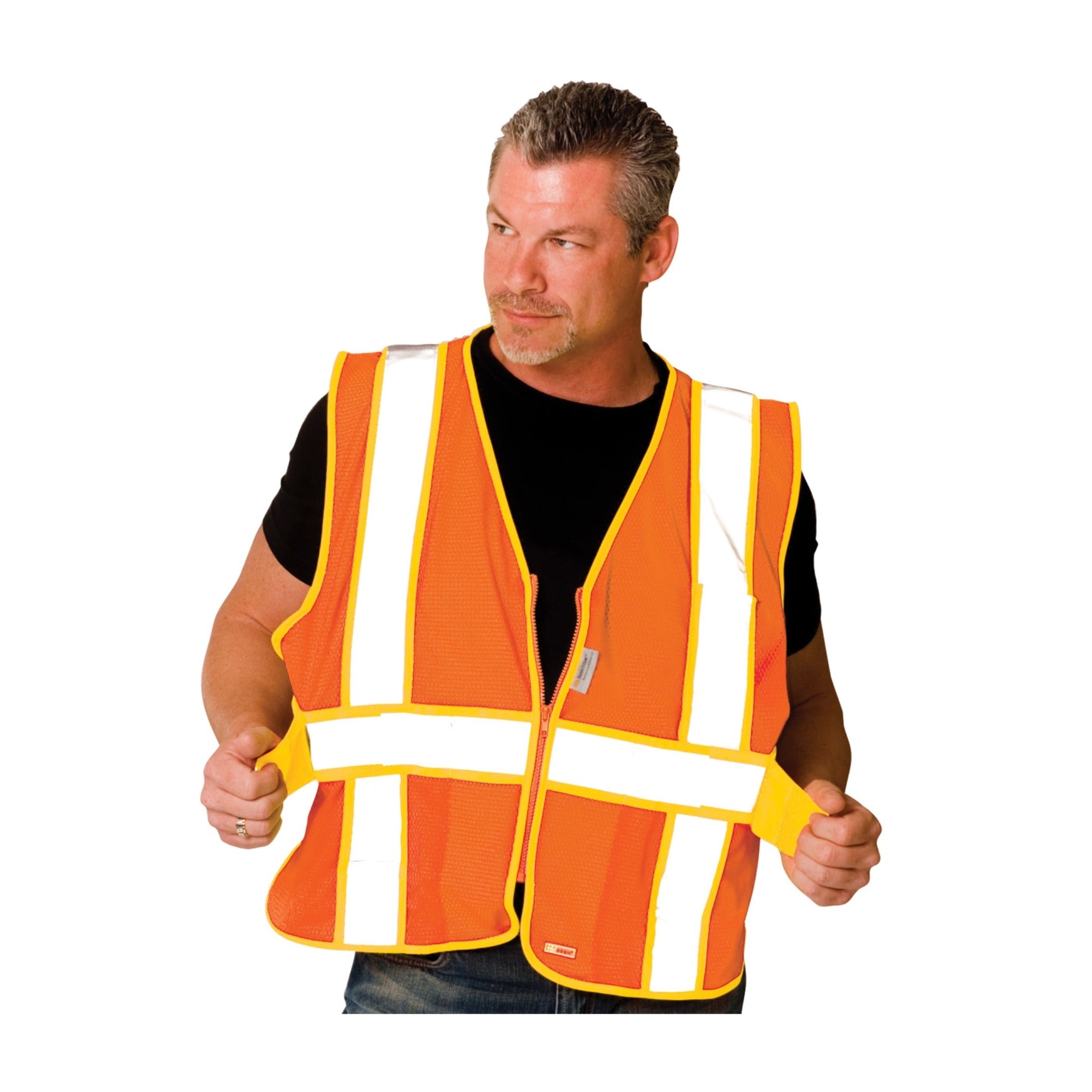 PIP 302-USV5 ANSI Type R Class 2 Expandable Two-Tone Mesh Vest_Orange_Model
