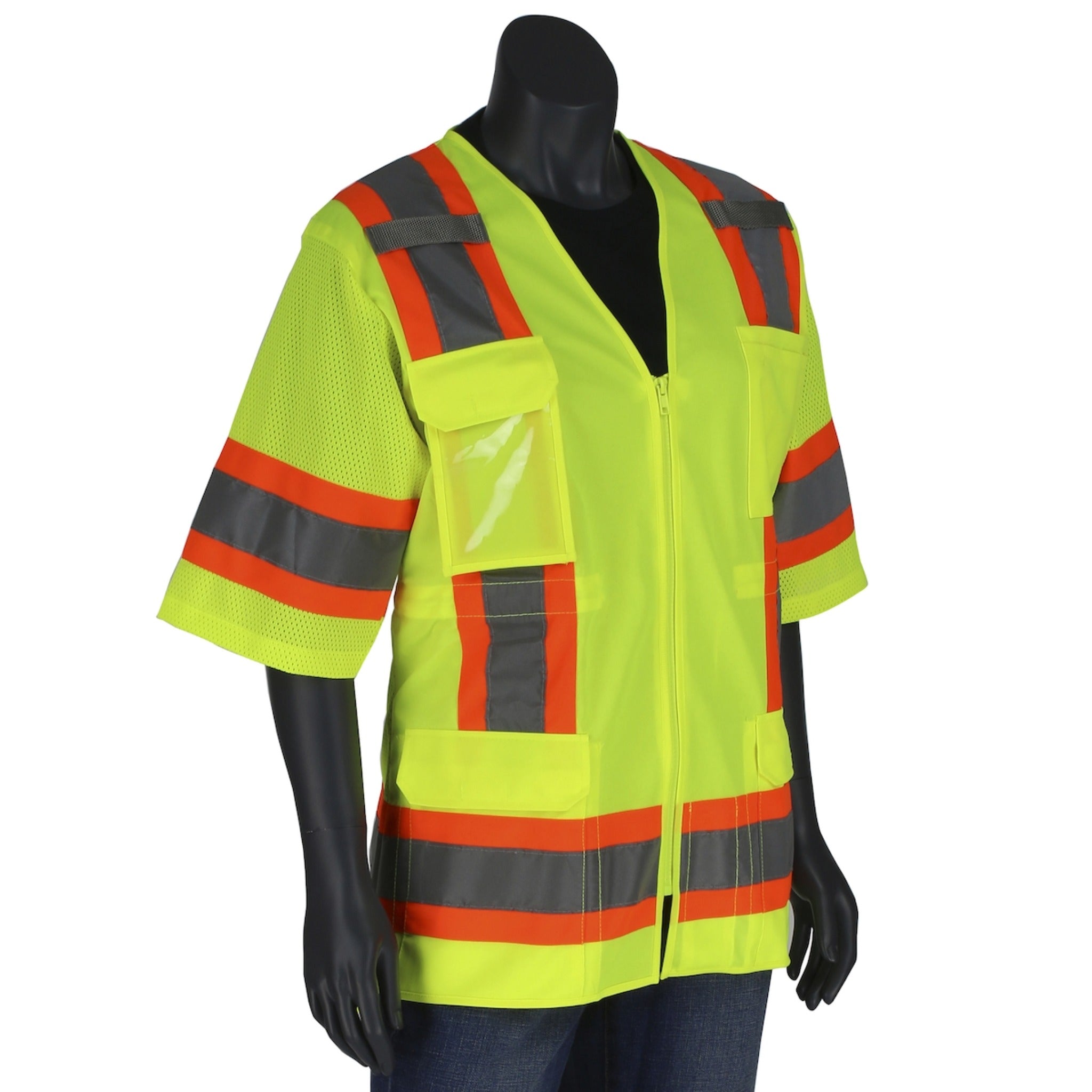 PIP 303-0513 ANSI Type R Class 3 Womens Contoured Two-Tone Eleven Pocket Surveyors Vest_Yellow_Main_Image