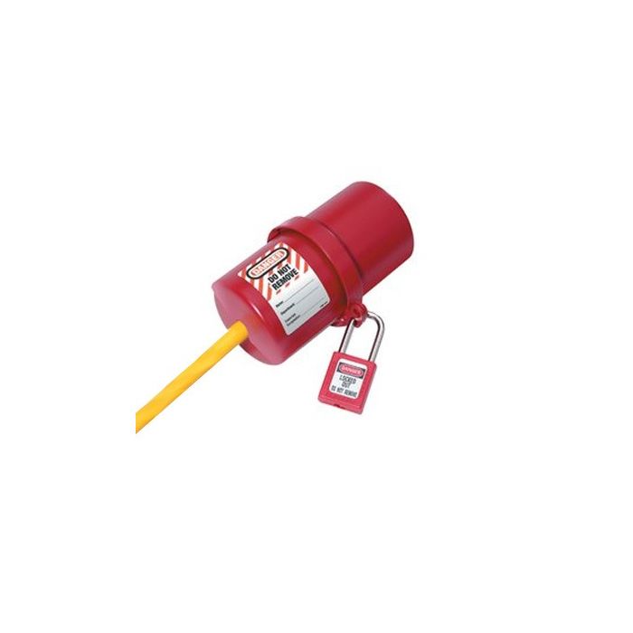 Master Lock 488 Large Rotating Electrical Plug Lockout, Red, 1 Each