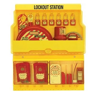Master Lock S1900VE410 Wall Mounted Lockout Station, Yellow, 1 Each
