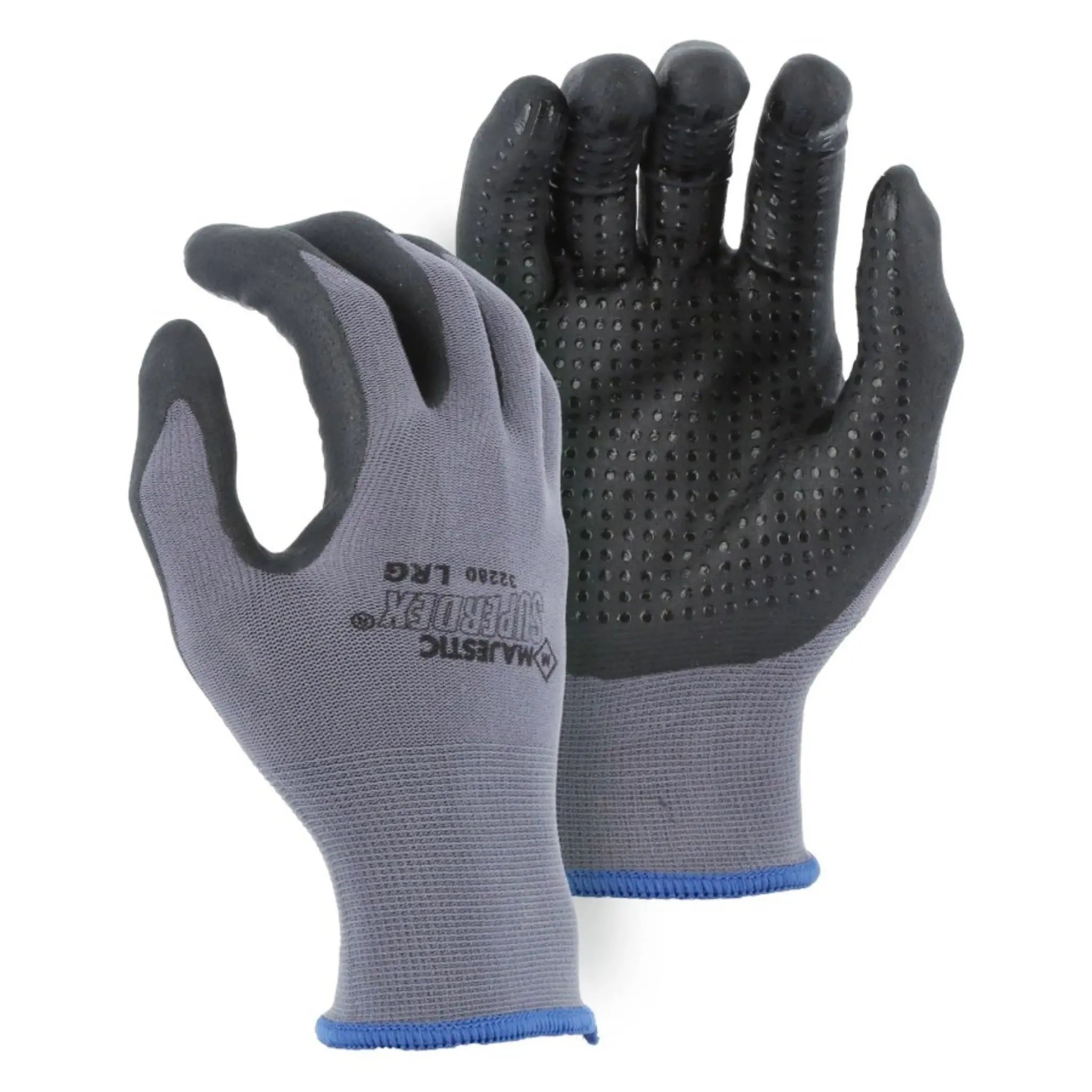 MAJESTIC GLOVE 3228D SuperDex Micro Foam Nitrile Palm Coated Glove, Gray/Black, 1 Dozen-Main-Image