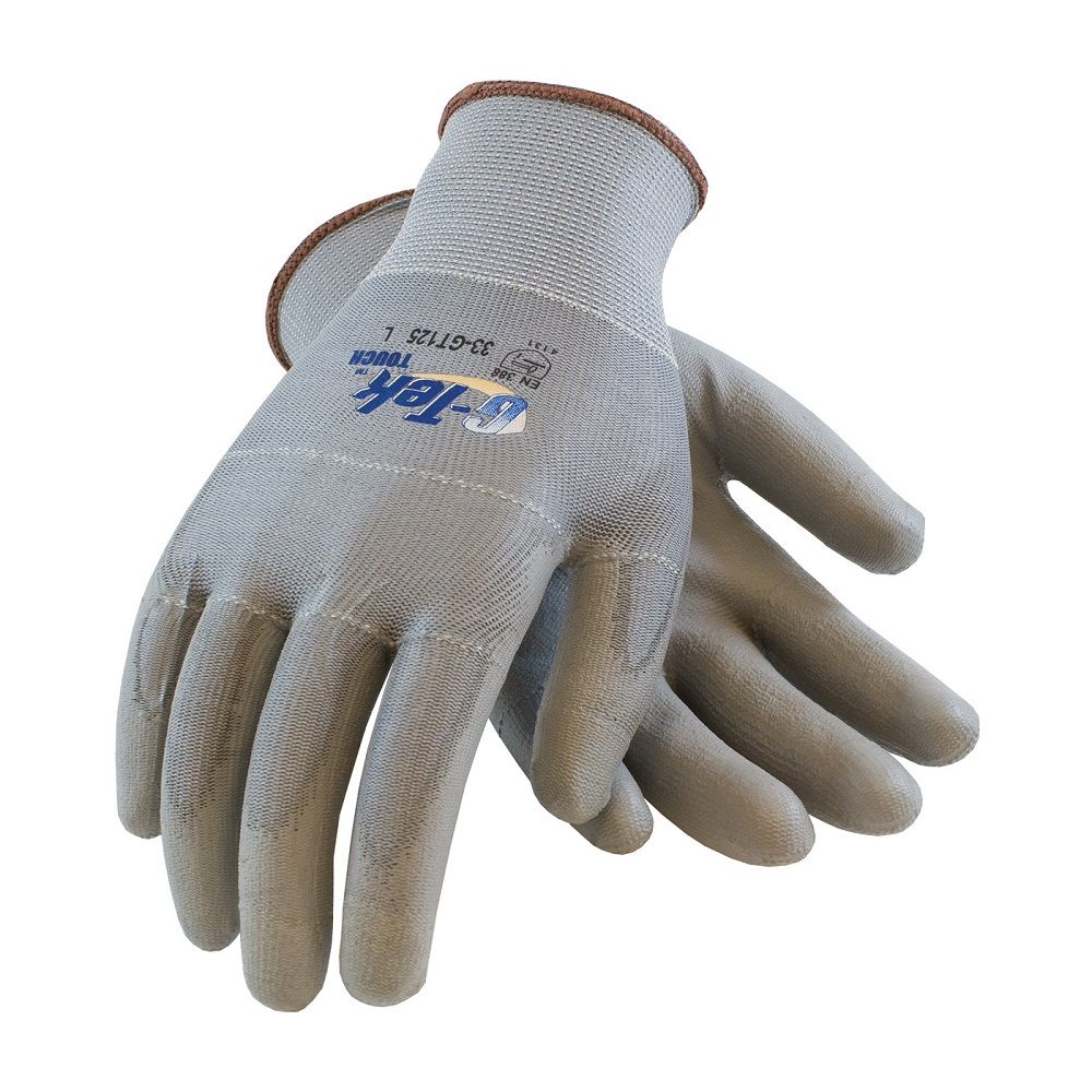 PIP G-Tek Touch 33-GT125 Touchscreen Compatible Polyurethane Coated Gloves, Gray, Box of 12