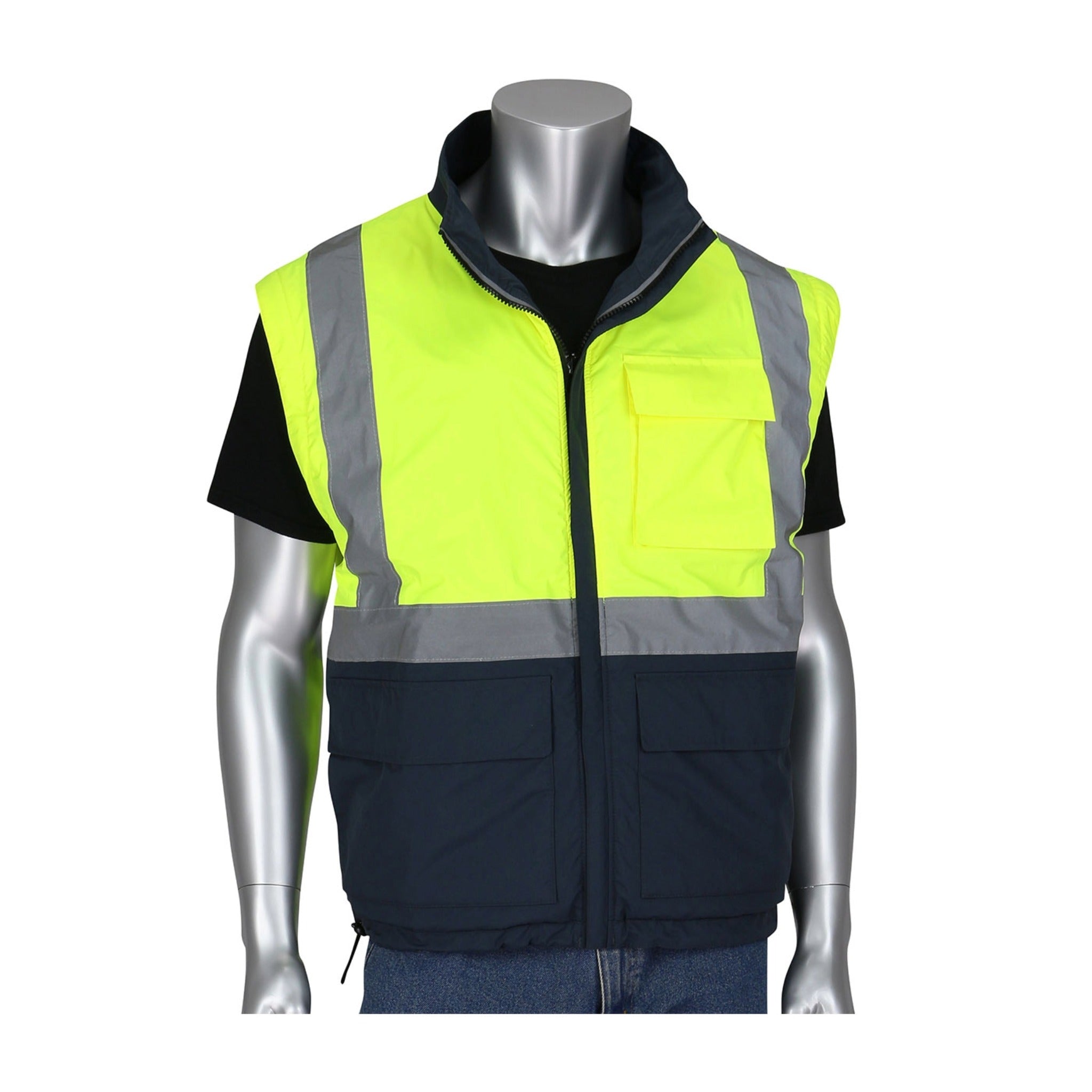 PIP 333-1500-R ANSI Type R3 4 in 1 Reversible Multi-Seasonal Windbreaker with Dark Gray Bottom_Vest_Main