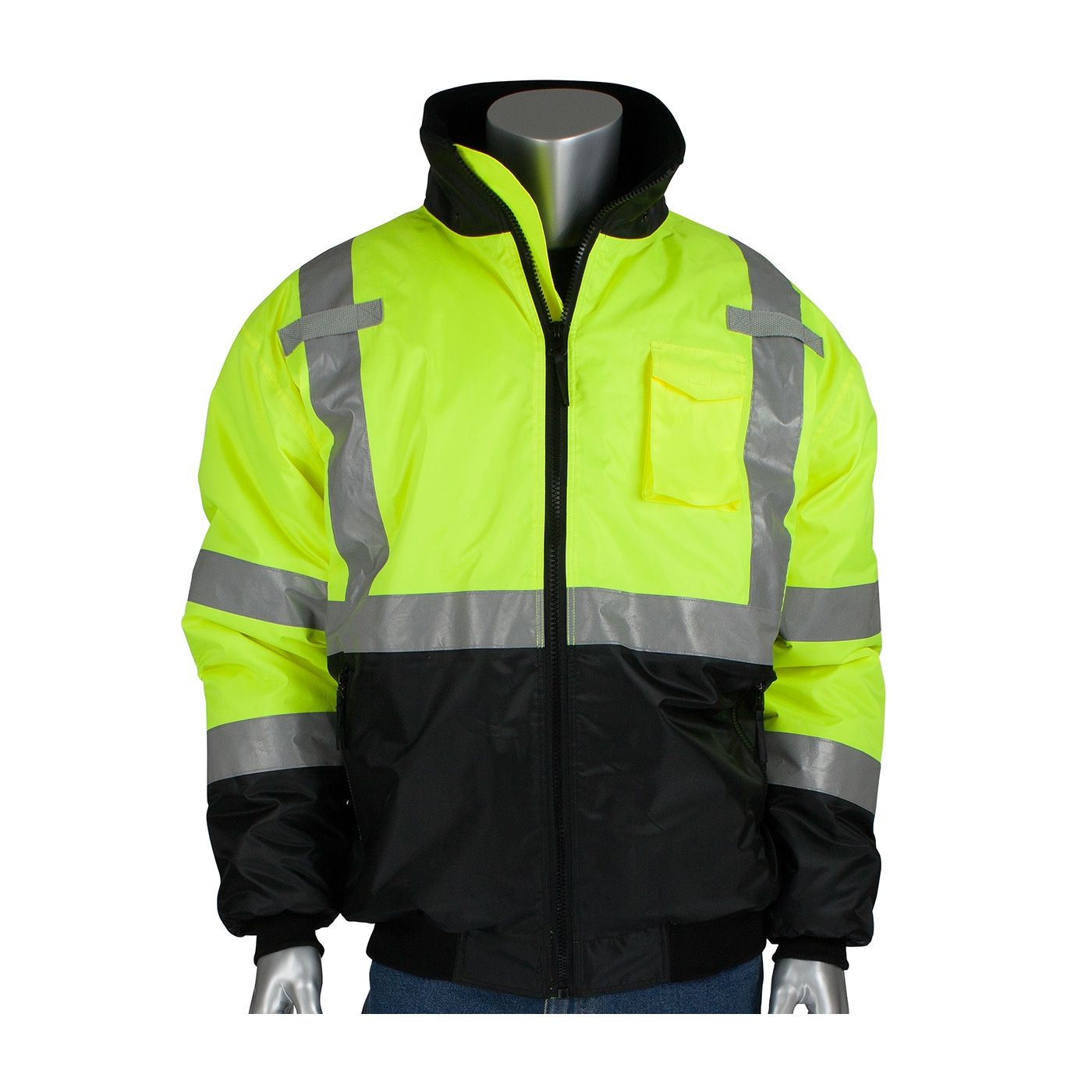 PIP 333-1740-LY Bomber Jacket with Quilted Liner, Class 3, Hi-Vis Yellow, 1 Each