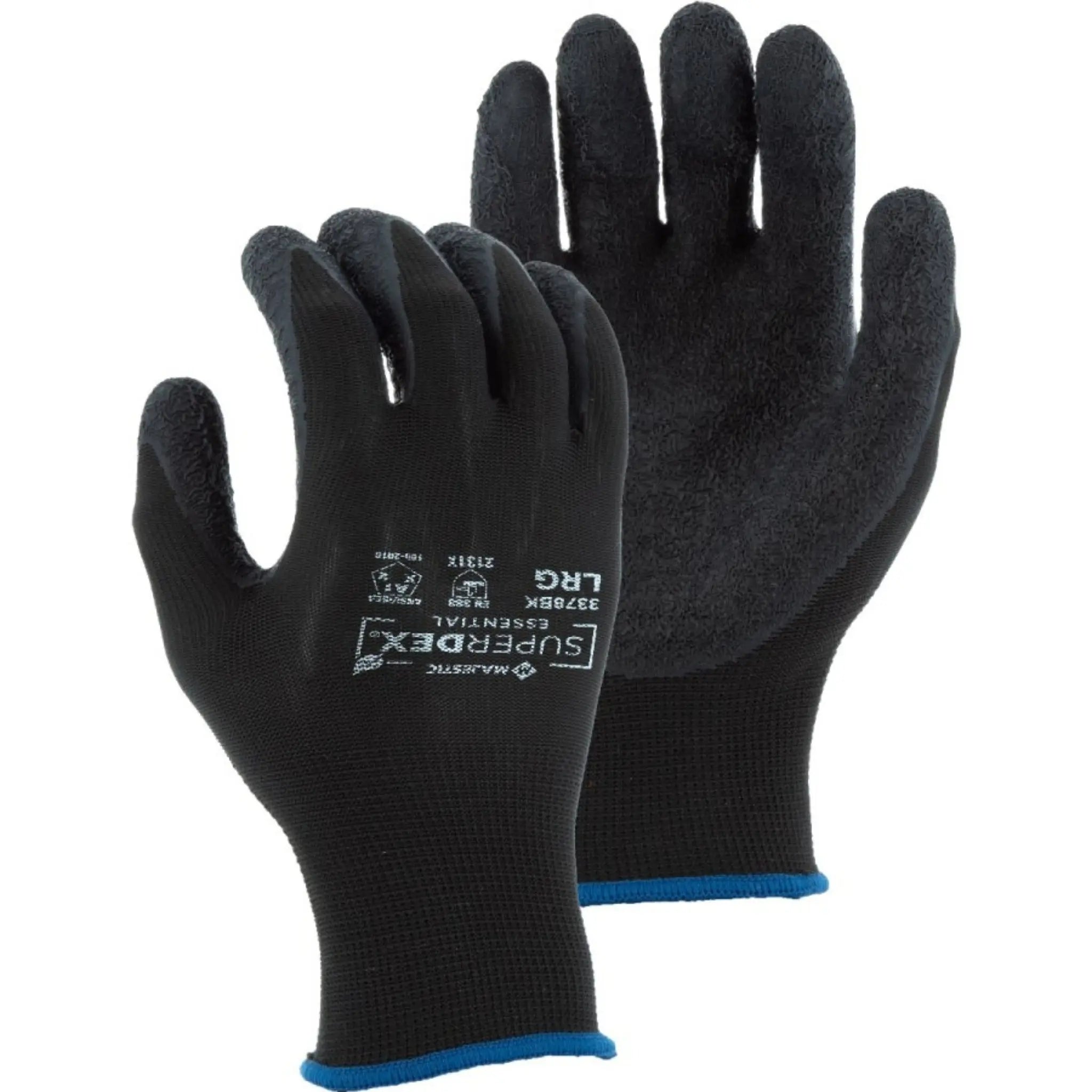 MAJESTIC GLOVE 3378BK Lightweight SuperDex Latex Palm Dipped Glove on Recycled Polyester Liner-Main-Image
