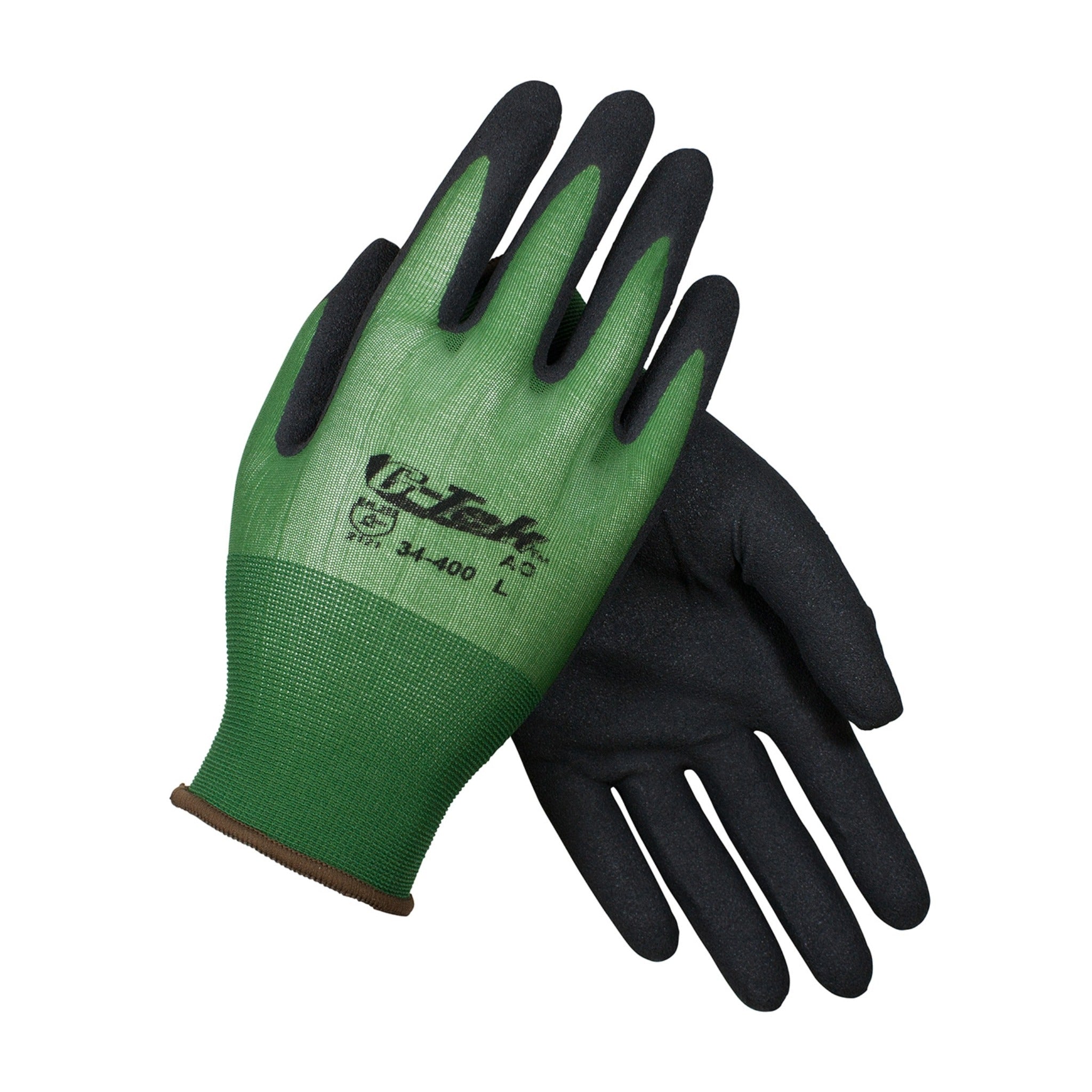 PIP G-Tek 34-400 AG Seamless Knit Glove with Nitrile Coated MicroFinish Grip - 18 Gauge_Back_Image