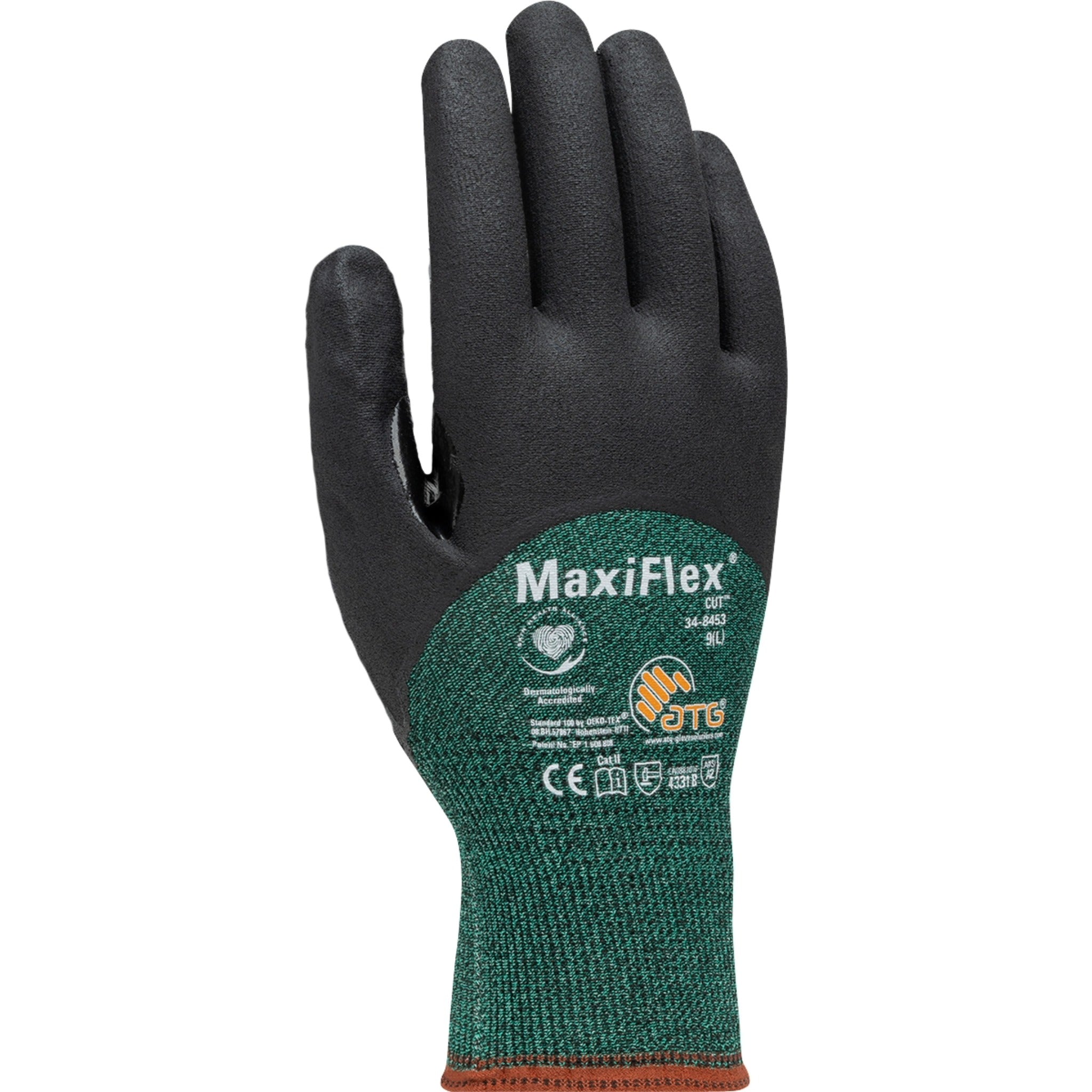 PIP ATG 34-8453 MaxiFlex Cut Seamless Knit Glove with Nitrile Coated MicroFoam and Micro Dot Palm_Back_Image