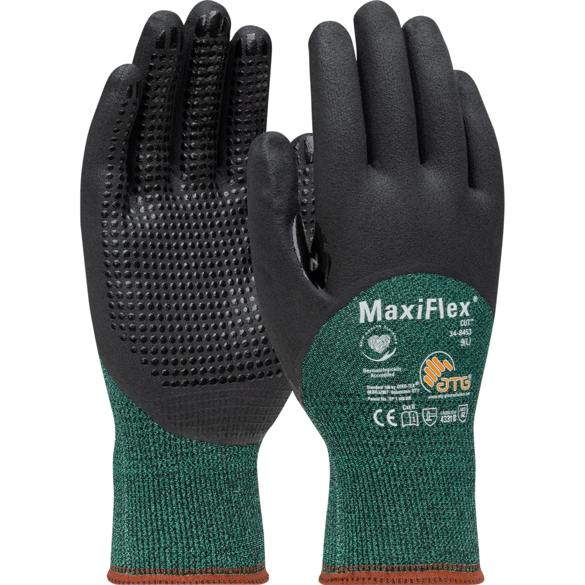 PIP ATG 34-8453 MaxiFlex Cut Knit Gloves with Nitrile, Green, 1 Dozen