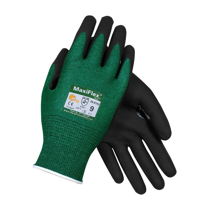 PIP ATG 34-8743 MaxiFlex Cut Seamless Knit Glove with Black MicroFoam Nitrile Coated, 1 Dozen