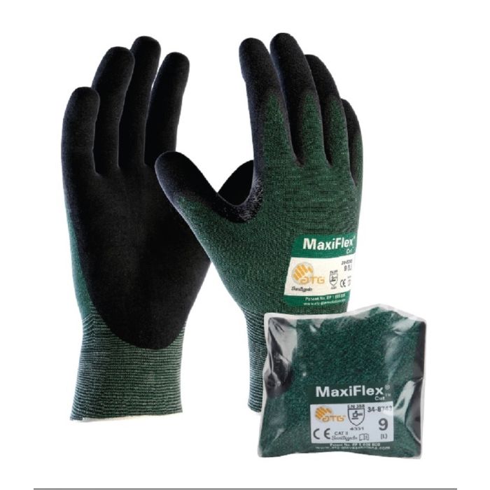 PIP ATG 34-8743V MaxiFlex Cut Gloves with Nitrile MicroFoam, Vend Ready, Green, Box of 12