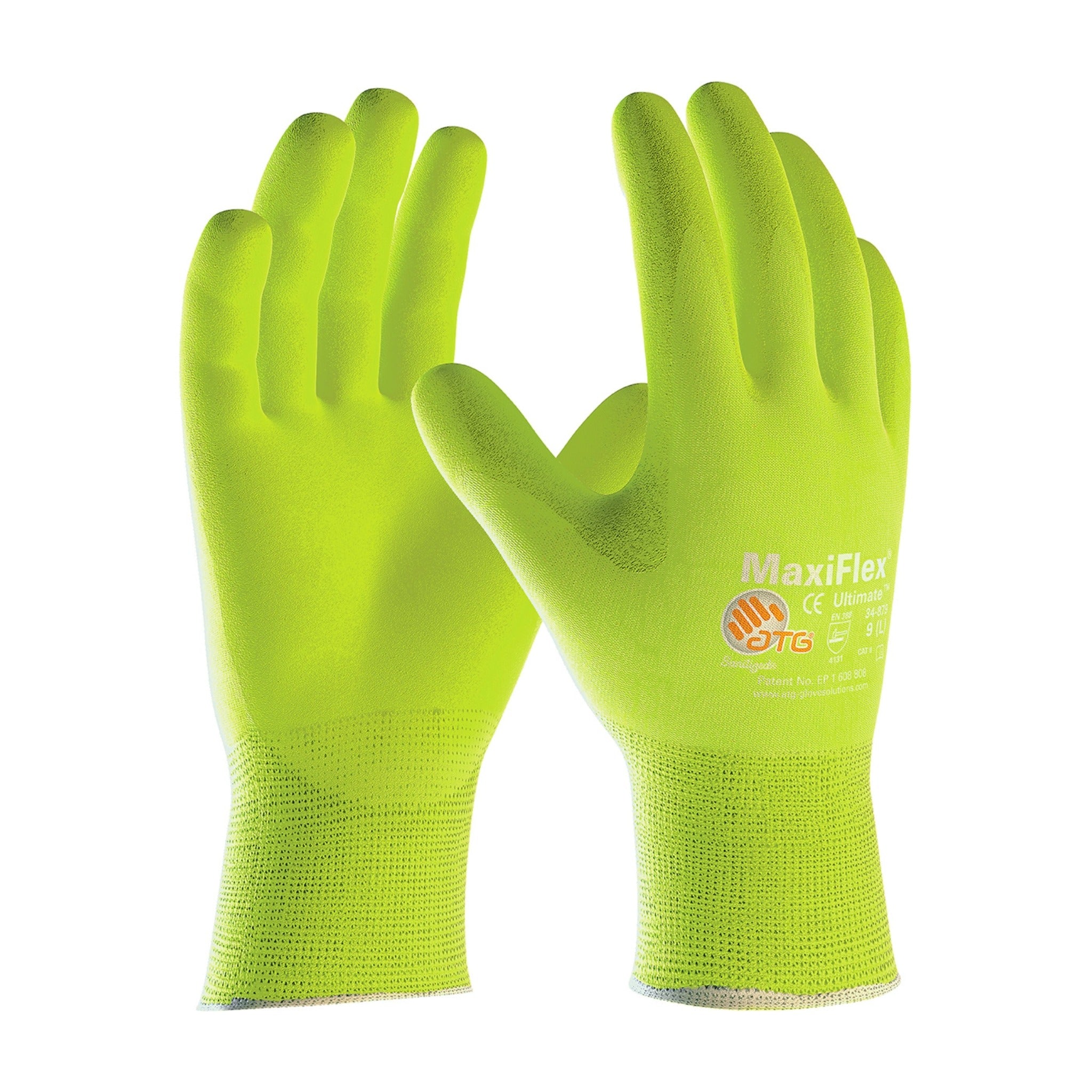 PIP ATG 34-874FY Hi Vis MaxiFlex Ultimate Gloves With Nitrile Micro-Foam_Main_Image