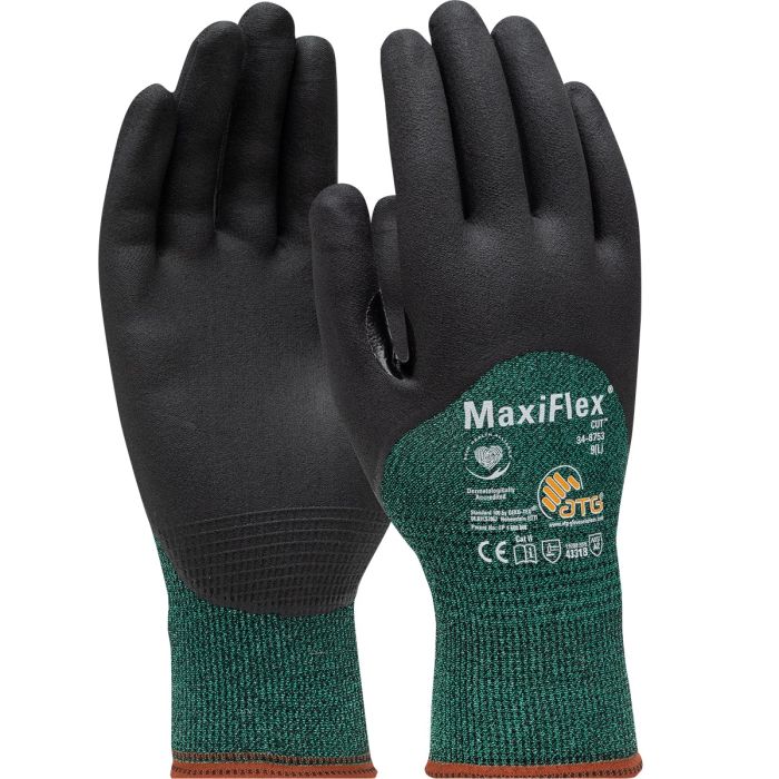 PIP ATG 34-8753 MaxiFlex Cut Touchscreen Compatible Seamless Knit Glove with Premium Nitrile MicroFoam, Green, Box of 12