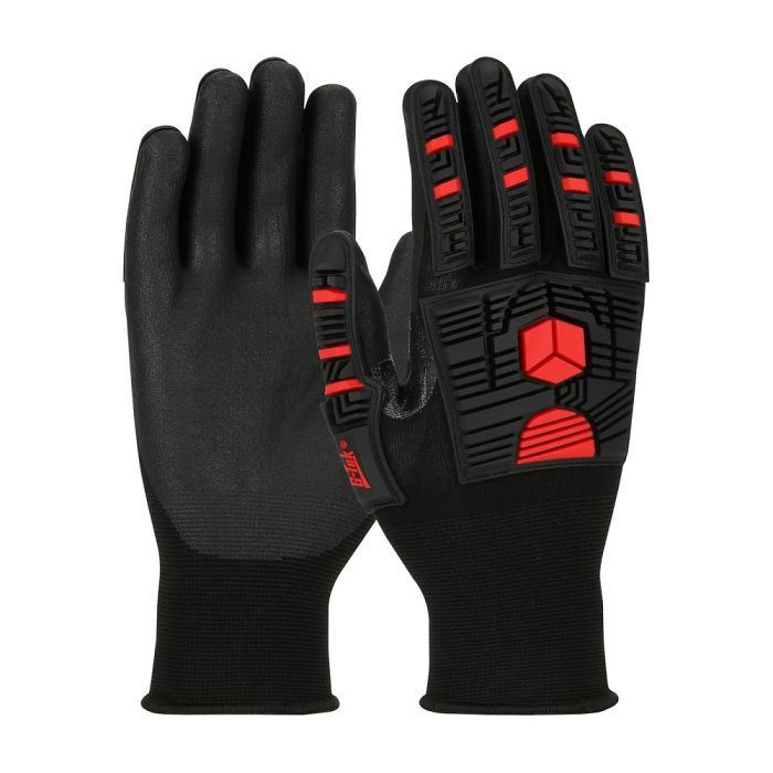 PIP G-Tek 34-MP155 Seamless Knit Nylon Glove with Impact Protection and Nitrile Coated Foam Grip on Palm & Fingers, 1 Each