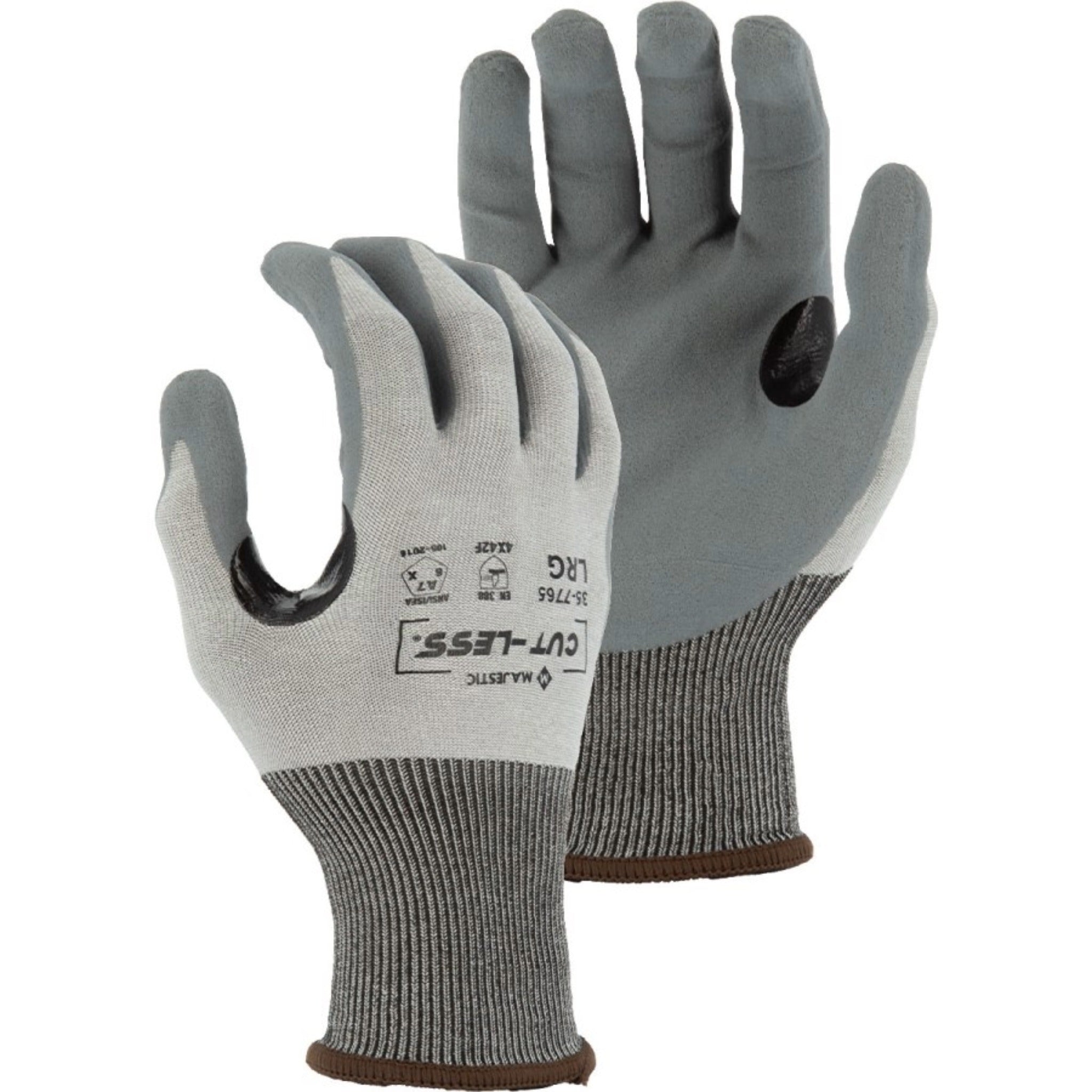 MAJESTIC GLOVE 35-7765 Cut-Less Korplex Glove with Foam Nitrile Palm, 18g, ANSI A7, Gray, 1 Dozen-main-Image