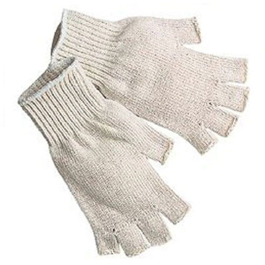 PIP 35-C119 Half Finger Medium Weight Seamless Knit Cotton Glove, Natural, Box of 12