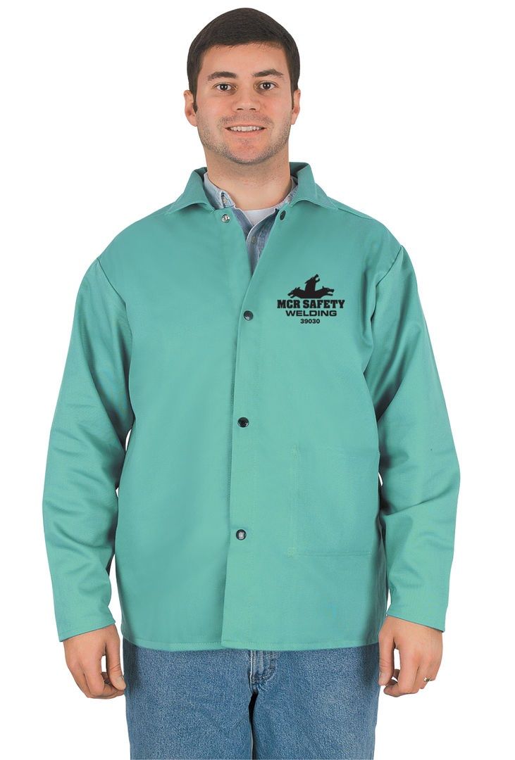MCR Safety 39030 Lightweight Cotton Welding Jacket, Green, 1 Each