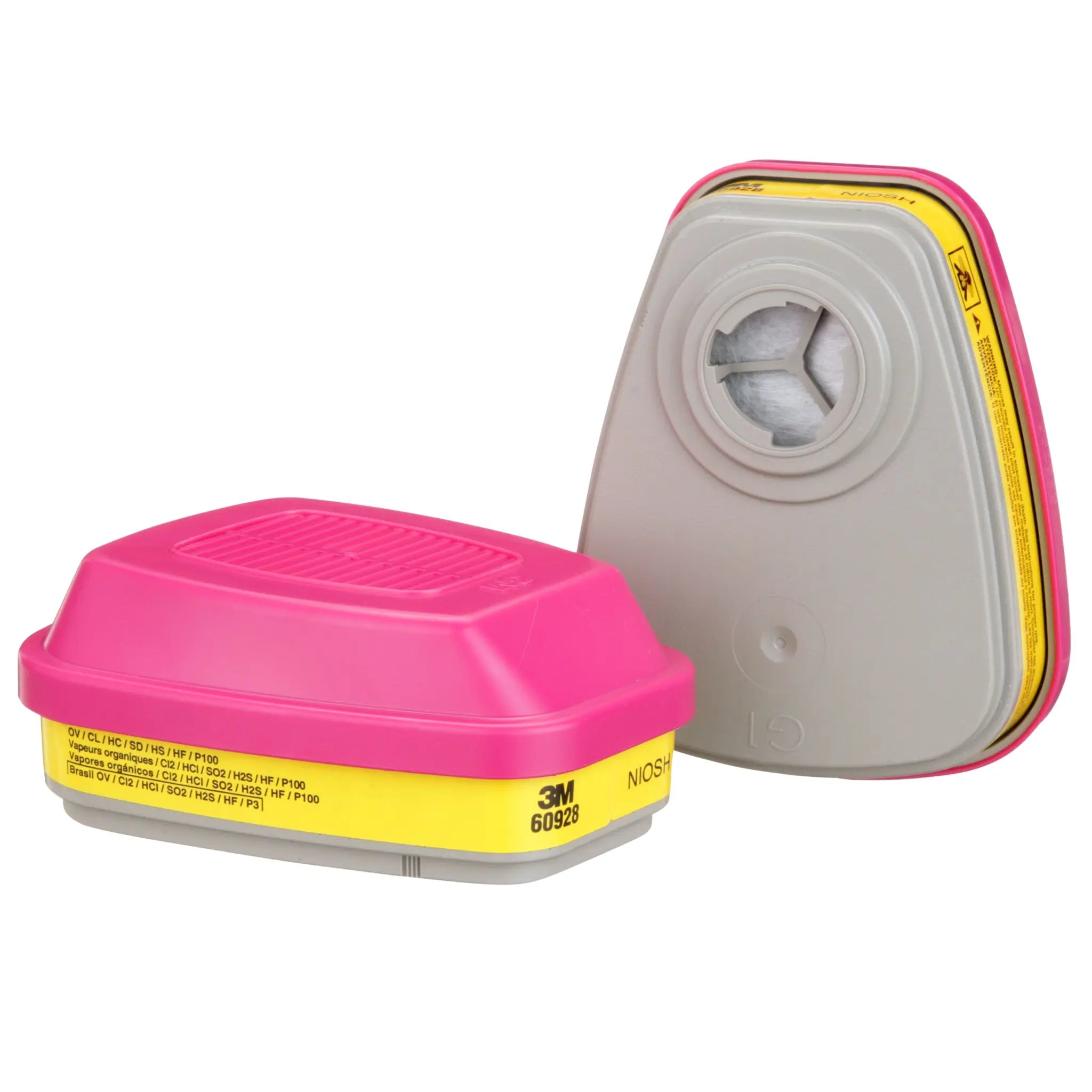 3M 60928 Organic Vapor/Acid Gas Cartridge/Filter, P100, Left Side