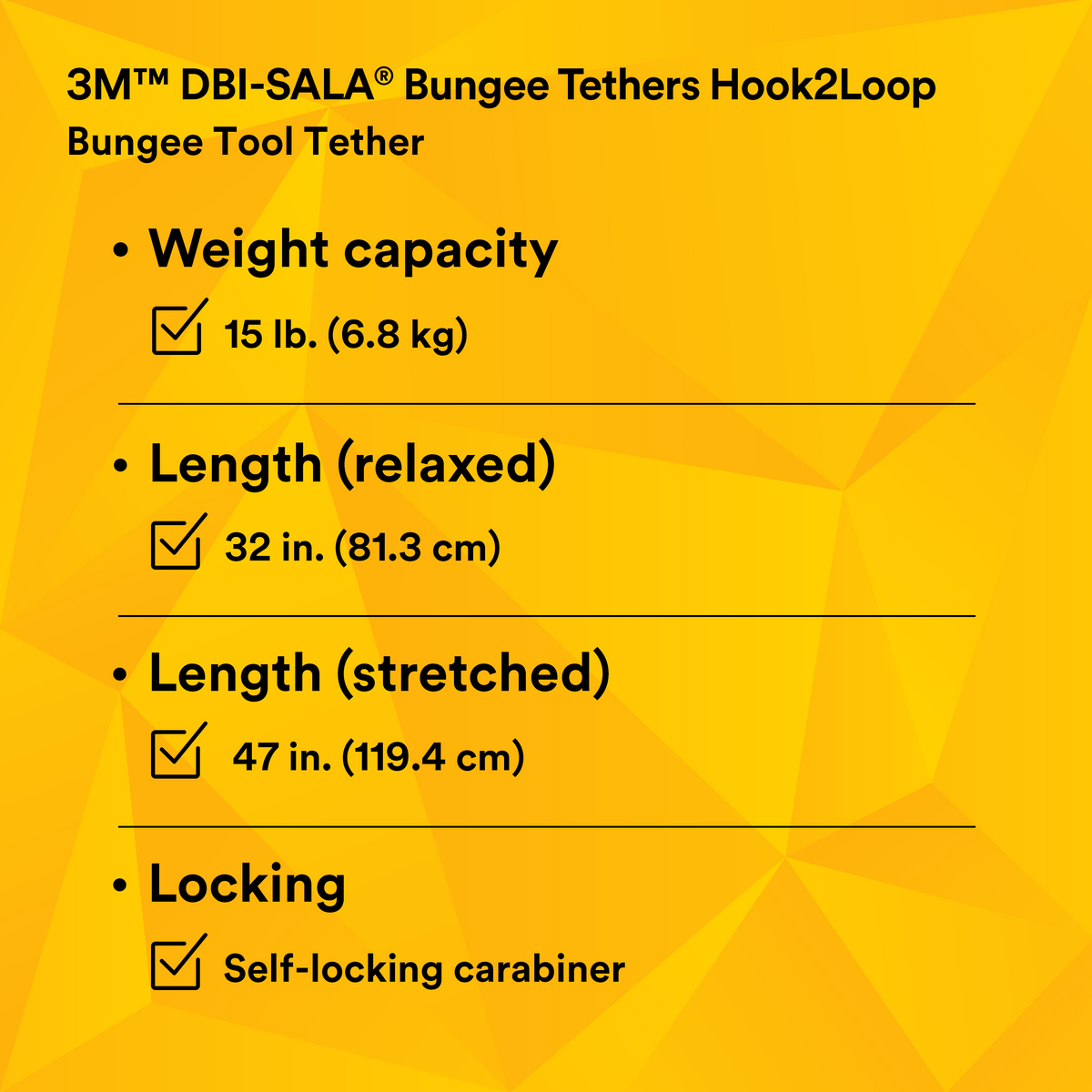 3M DBI-SALA Hook2Loop Bungee Tether 1500048, Case of 10