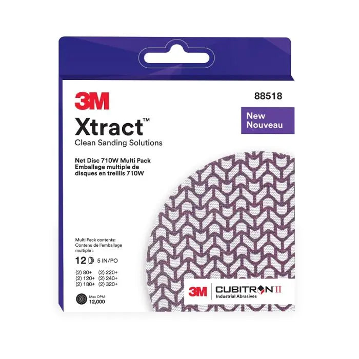 3M Xtract Cubitron II 7100250919 Net Disc 710W, Multi-Grade, 5 in x NH, Die 500X, Purple, Case of 20