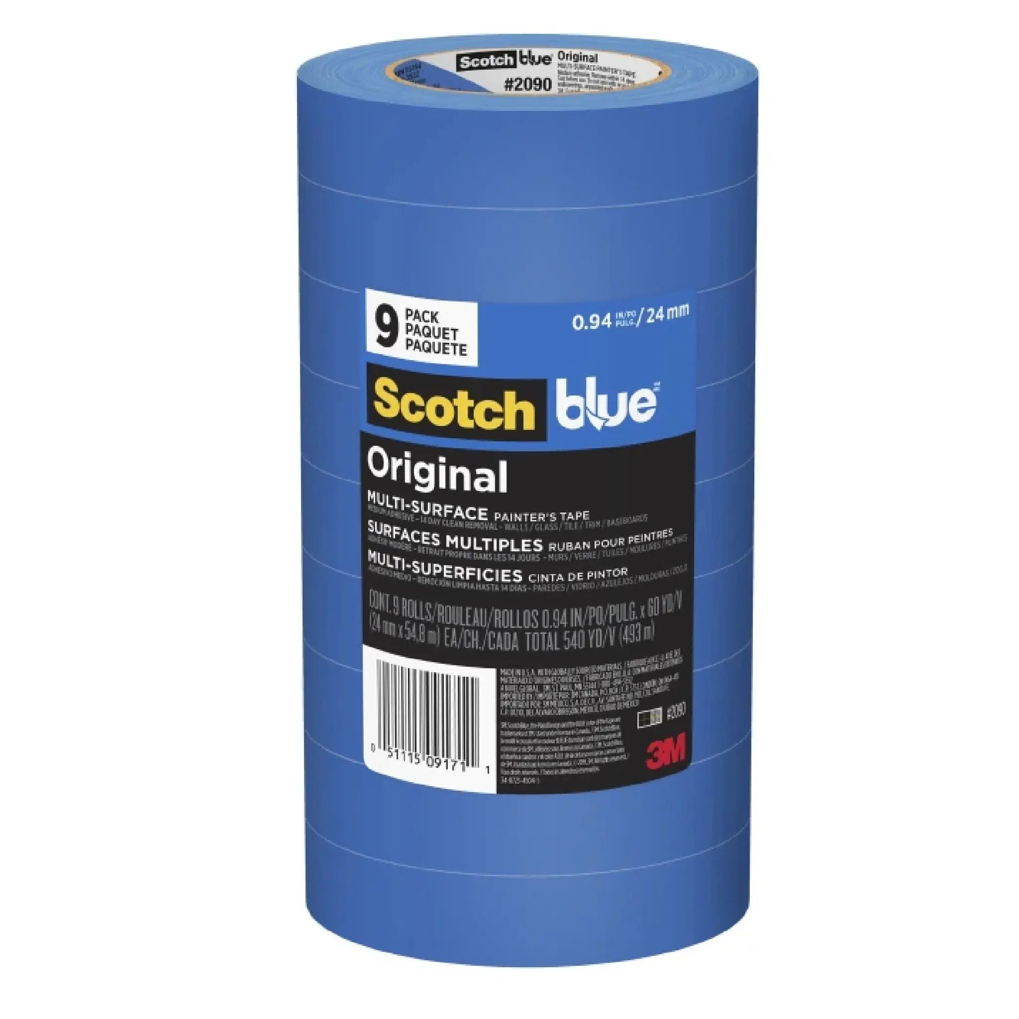 3M ScotchBlue 2090-24AP9 Original Painters Tape, 0.94 in x 60 yd, Pack of 9, Main Image