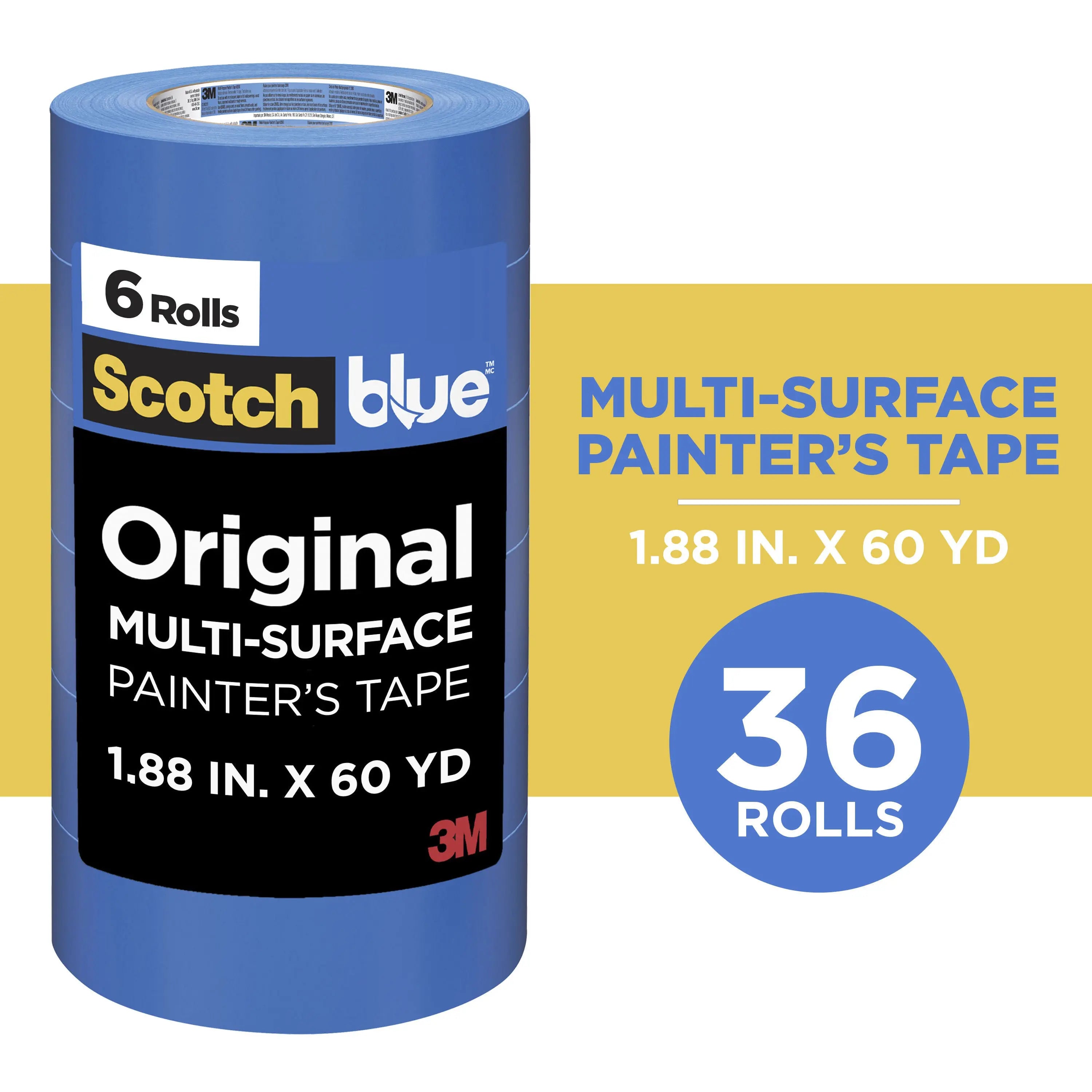 3M ScotchBlue 2090-48SC6 Original Painters Tape, 1.88 in x 60 yd, Pack of 6, Main Image