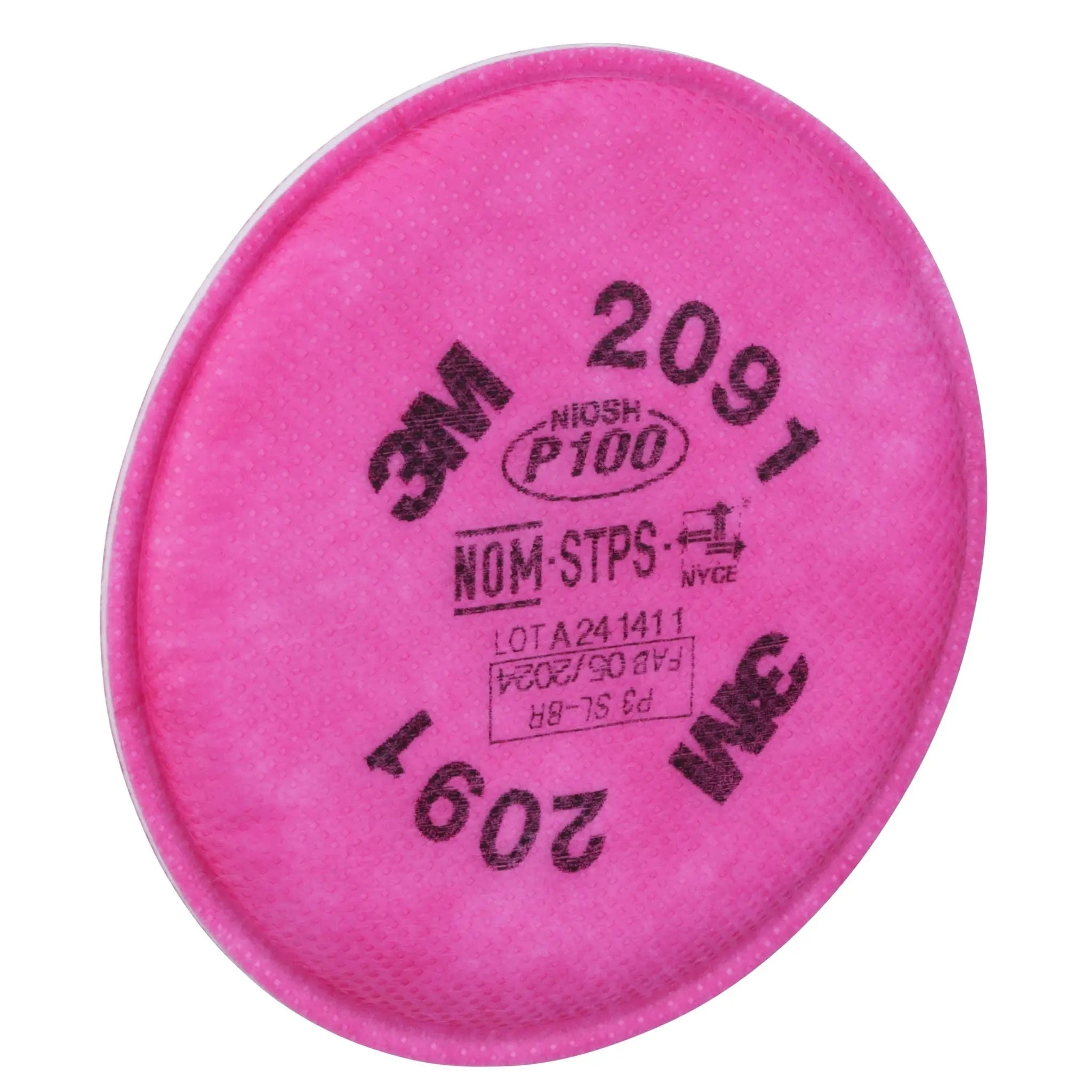 3M 2091 P100 Particulate Filter, Magenta, Left Side View