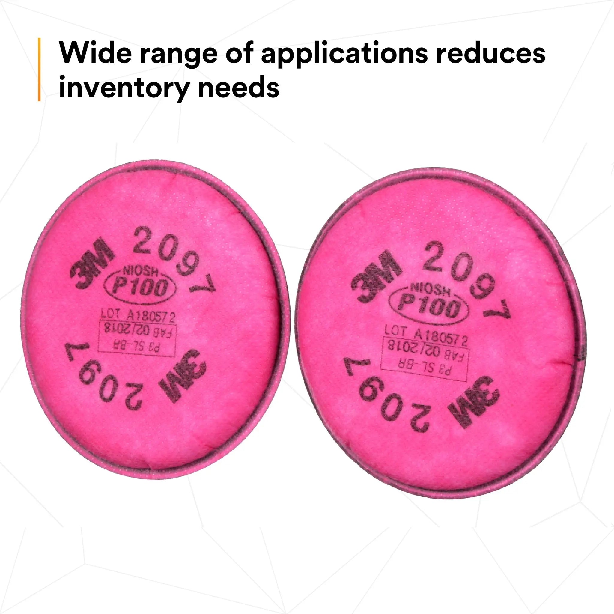 3M 2097 P100 Particulate Filter with Nuisance Level Organic Vapor Relief, Wide range of applications