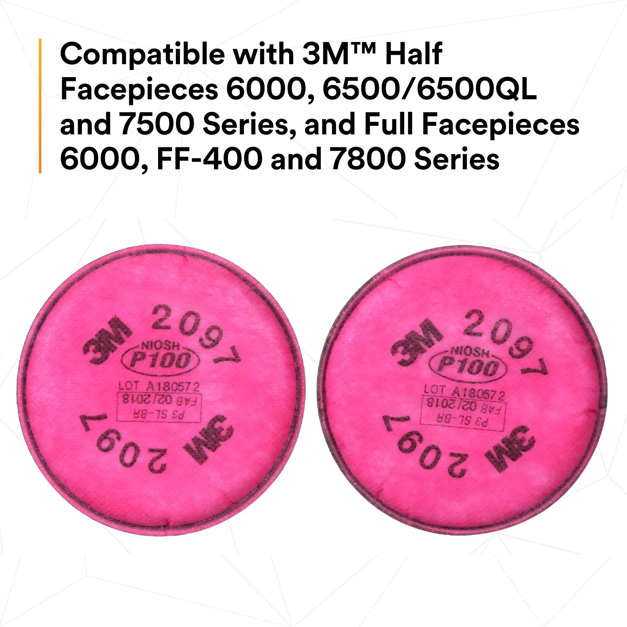 3M 2097 P100 Particulate Filter with Nuisance Level Organic Vapor Relief, Compatibility