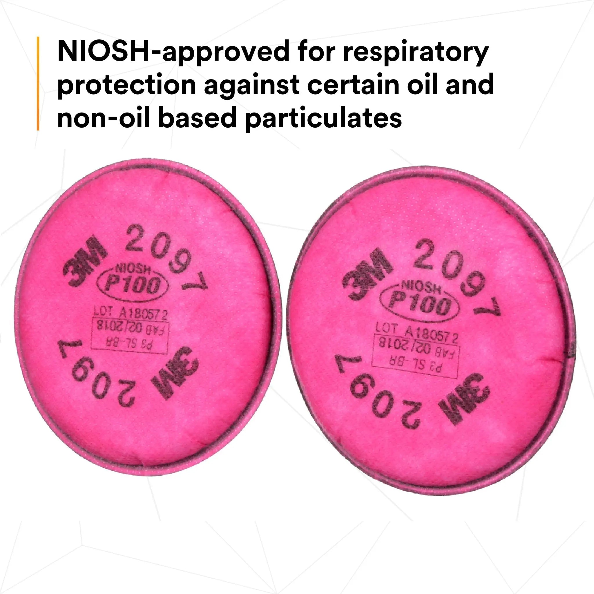 3M 2097 P100 Particulate Filter with Nuisance Level Organic Vapor Relief, NIOSH Approved