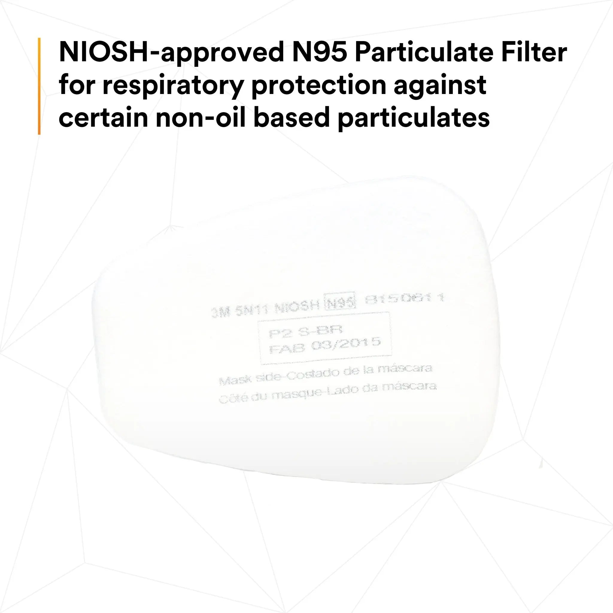 3M 5N11 Particulate Filter, N95, White, NIOSH Approved