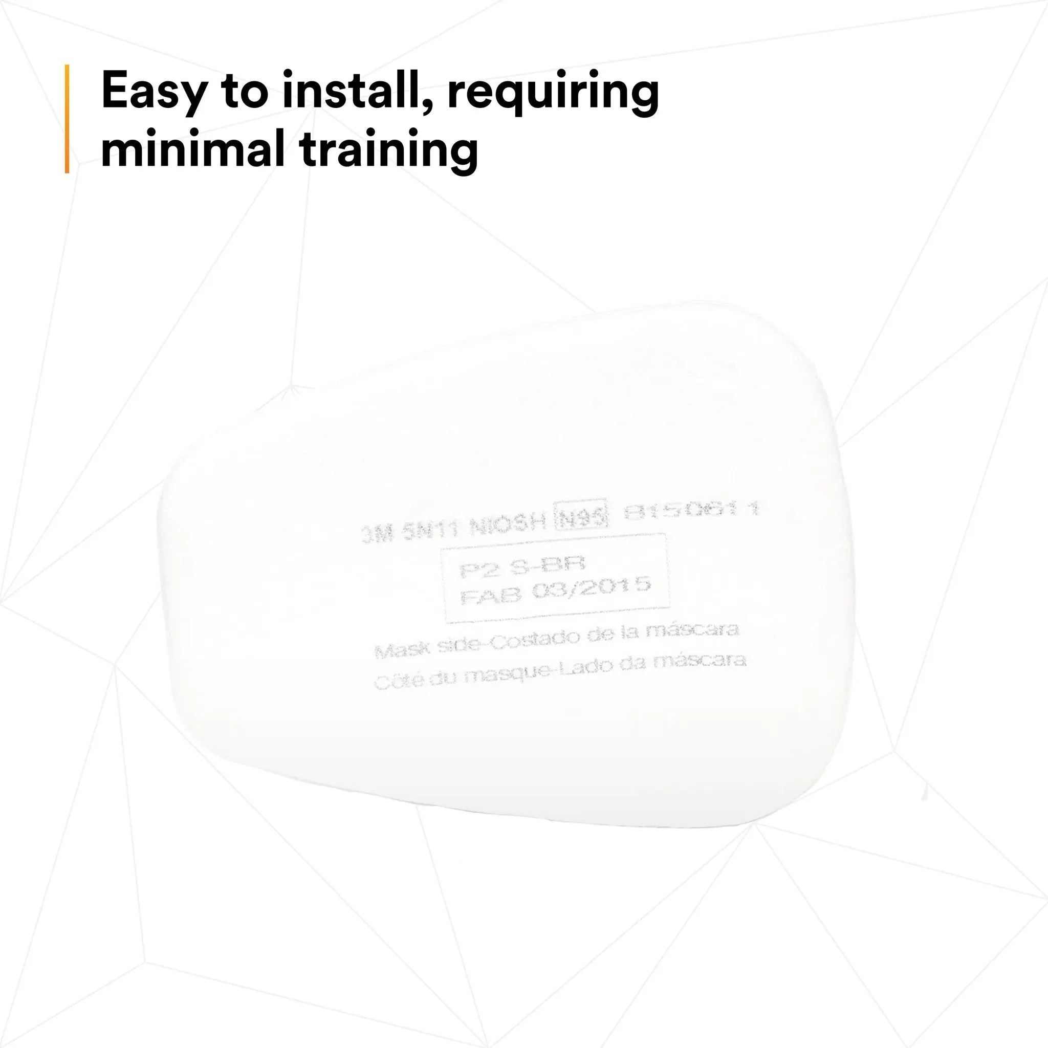 3M 5N11 Particulate Filter, N95, White, Easy to install