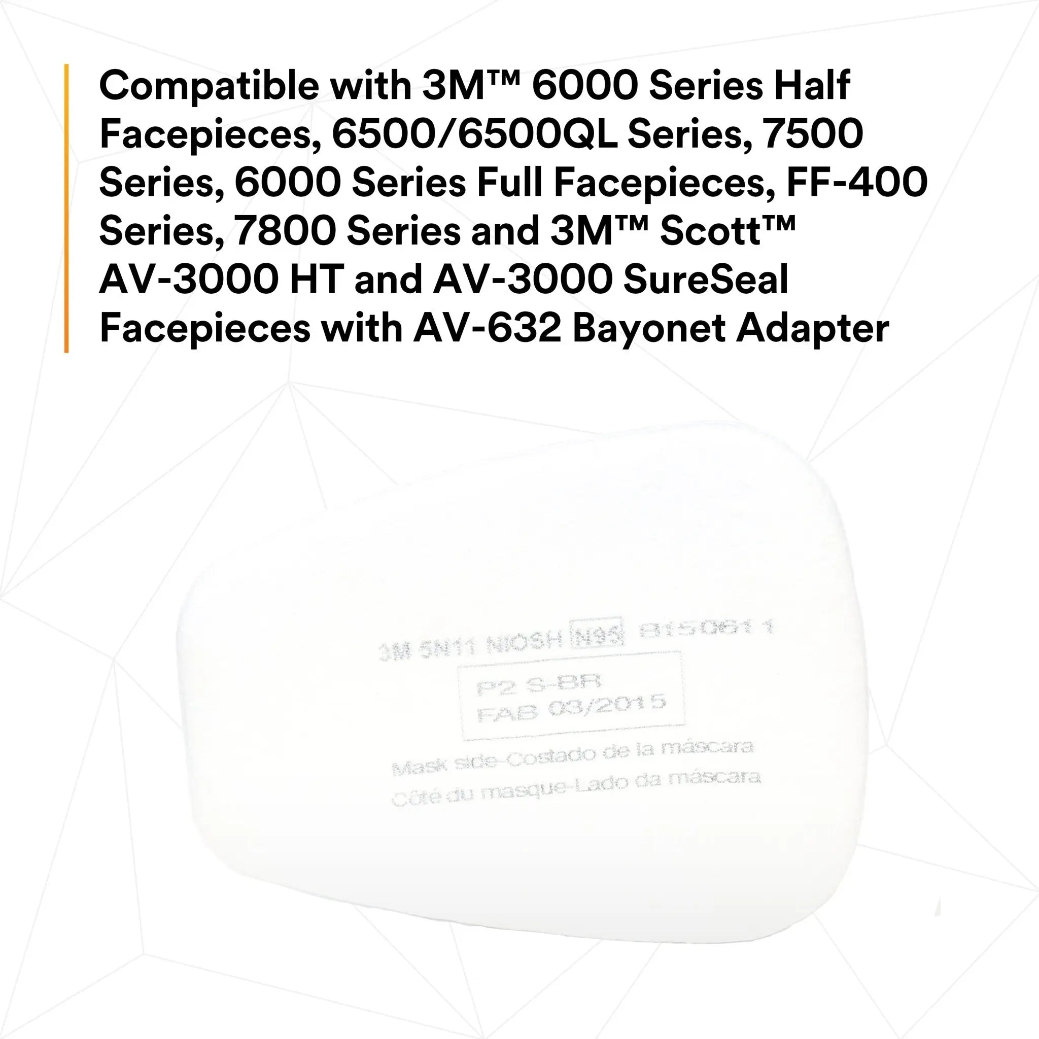 3M 5N11 Particulate Filter, N95, White