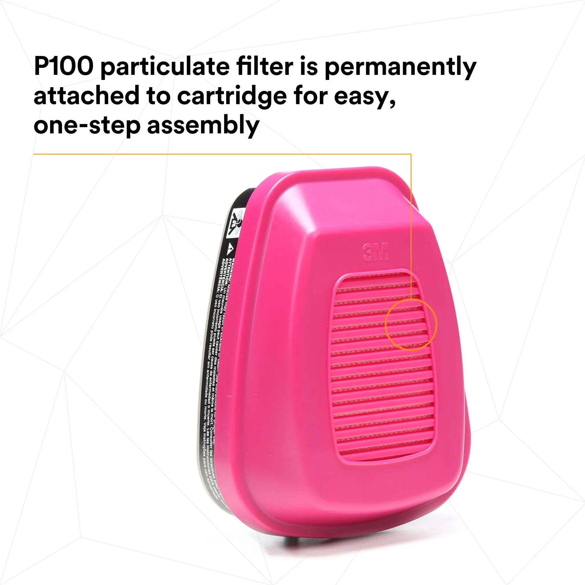 3M 60921 P100 Organic Vapor Cartridge/Filter, Magenta/Black, one step assembly