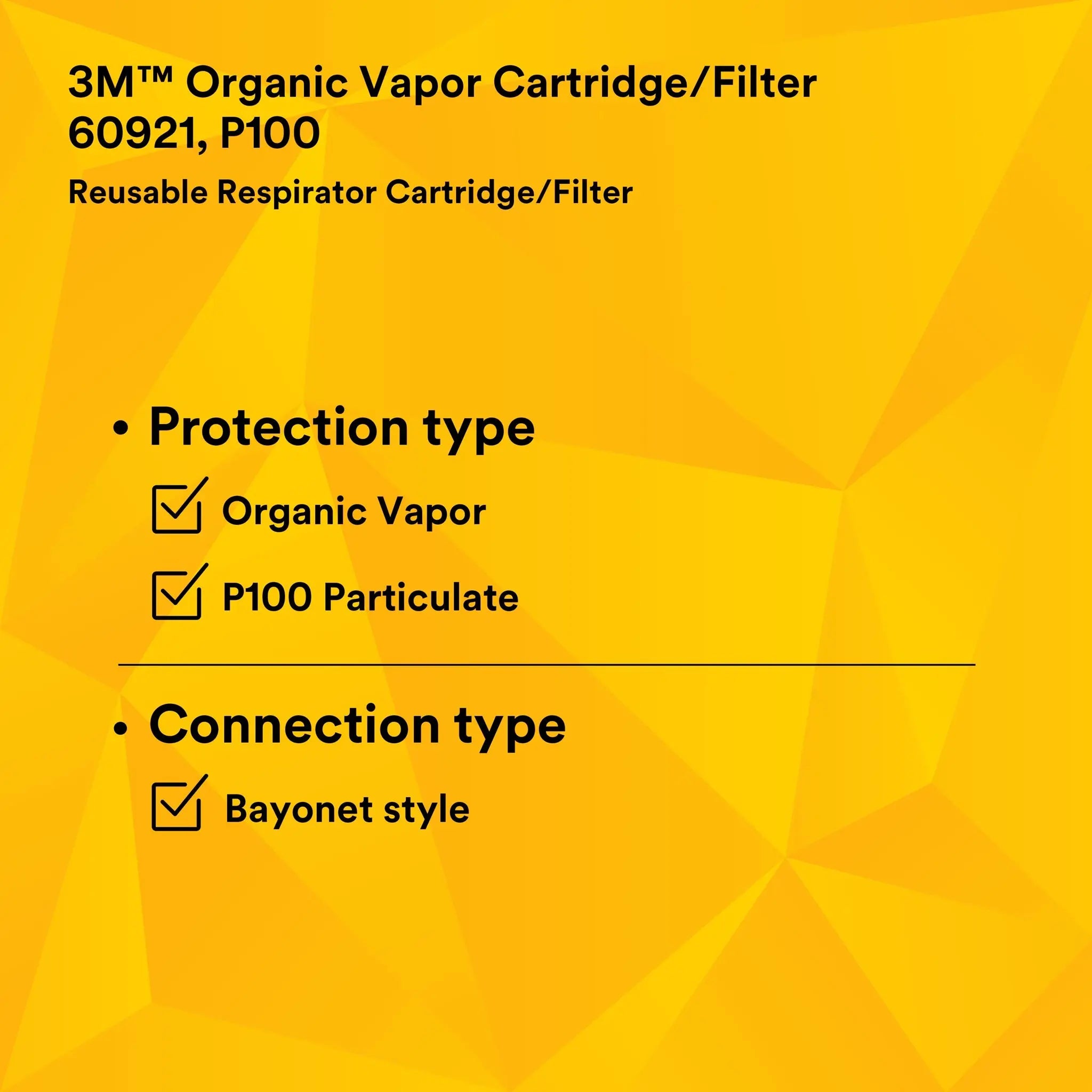 3M 60921 P100 Organic Vapor Cartridge/Filter, Magenta/Black, Protection/Connectin Type