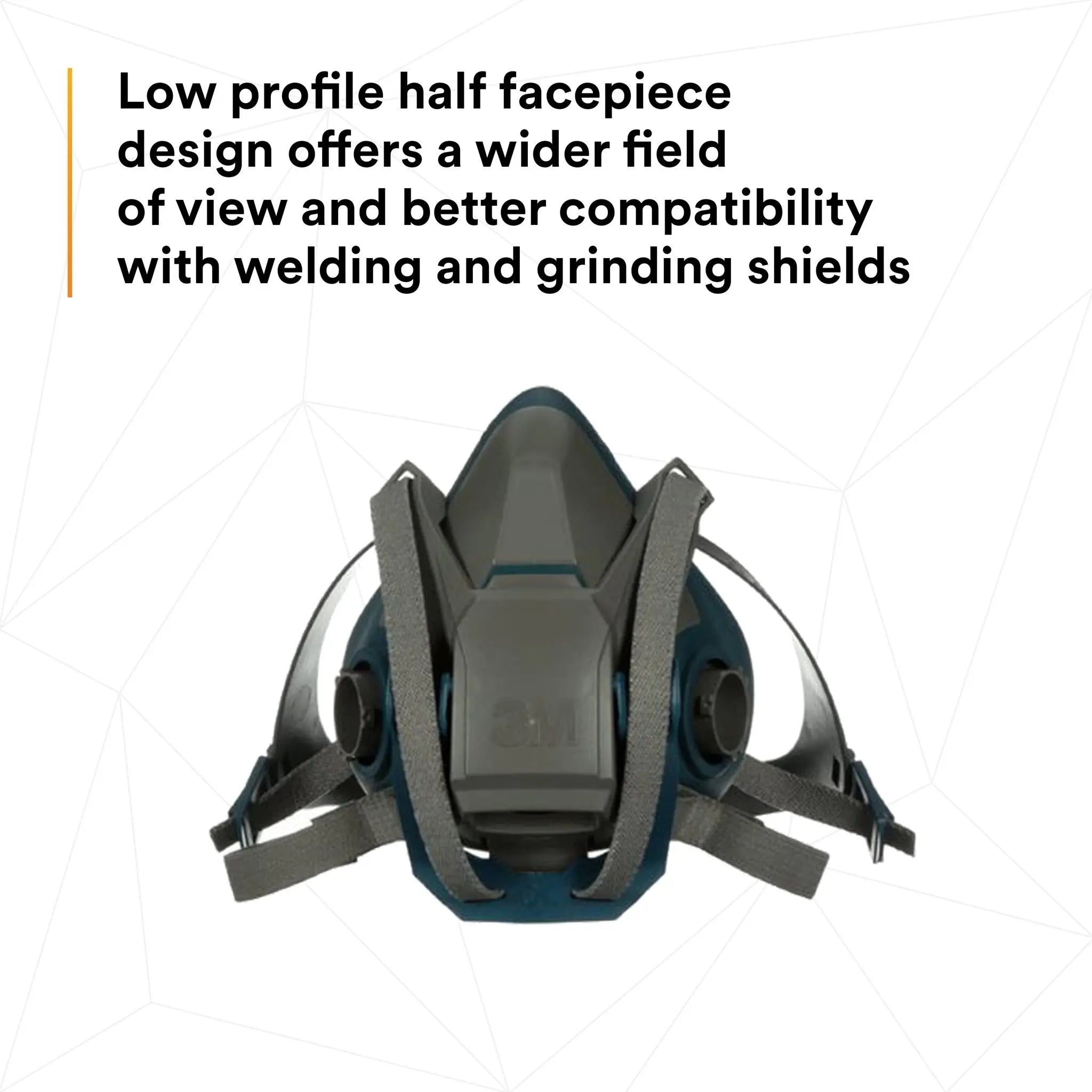 3M 6500QL Series Rugged Comfort Quick Latch Half Face Respirator, Gray, Low profile design
