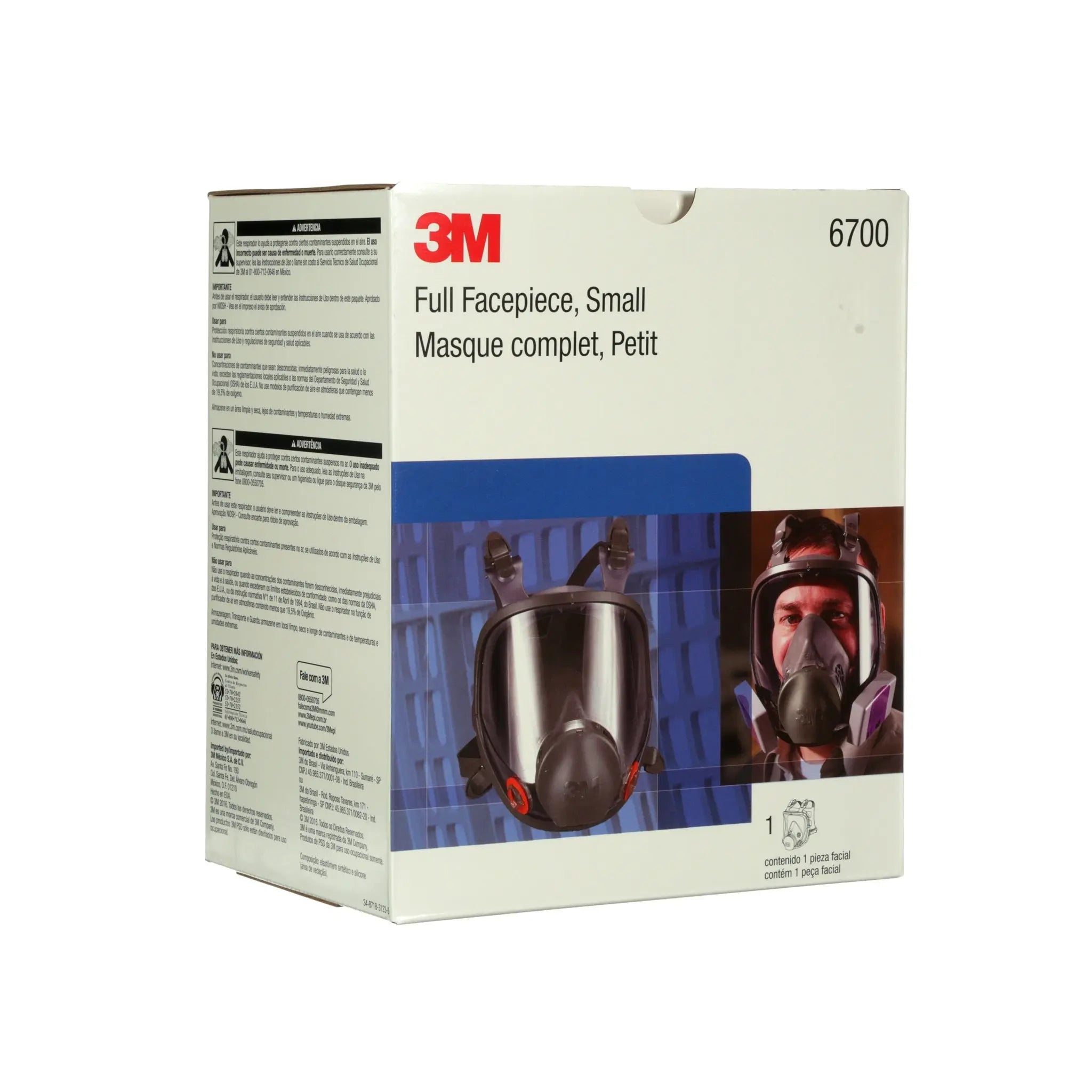 3M 6000 Series Full Face Respirator, Gray, Box-Side