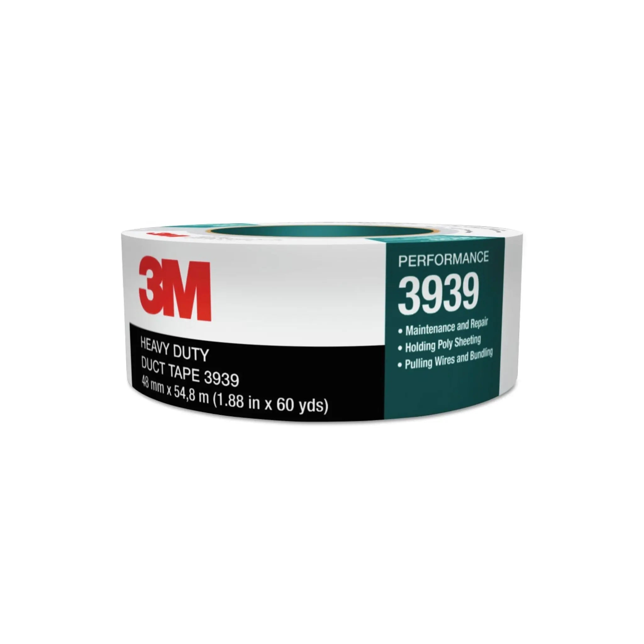 3M Heavy Duty Duct Tape 3939 Silver 24 mm x 54.8 m 9.0 mil,_Main Image Wrapped